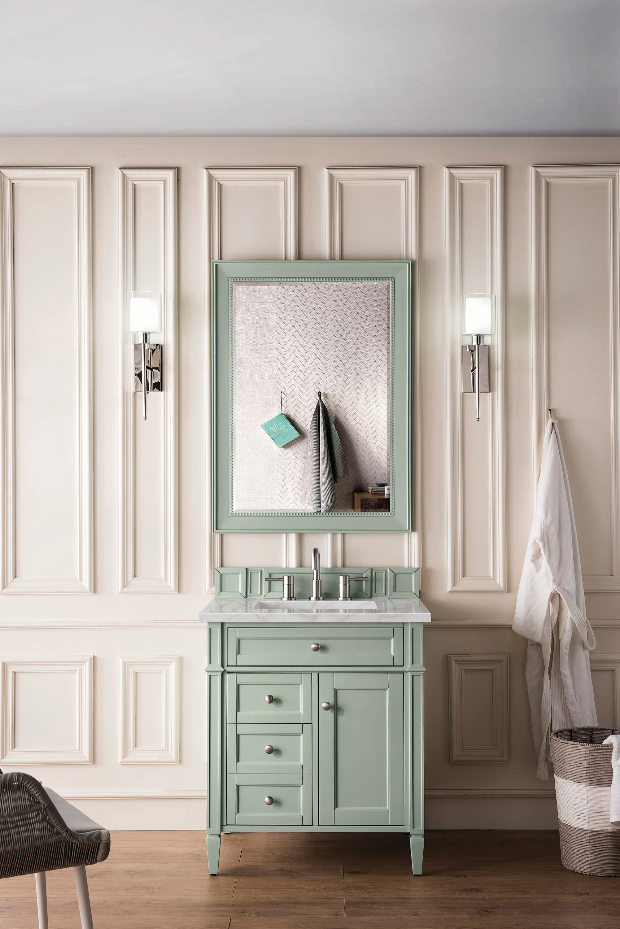 Sage Green Plywood Single Freestanding Bathroom Vanity