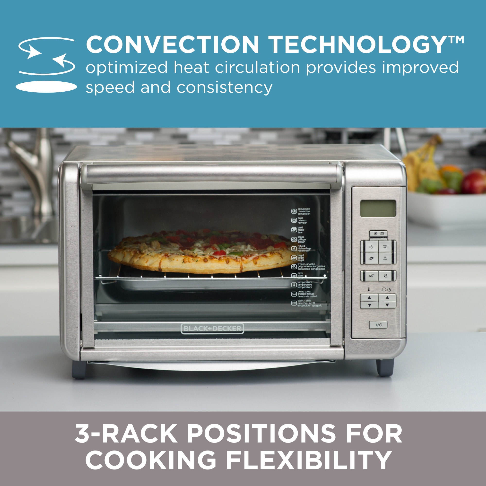 BLACK+DECKER 8-Slice Stainless Steel Convection Toaster Oven (1500-Watt) at