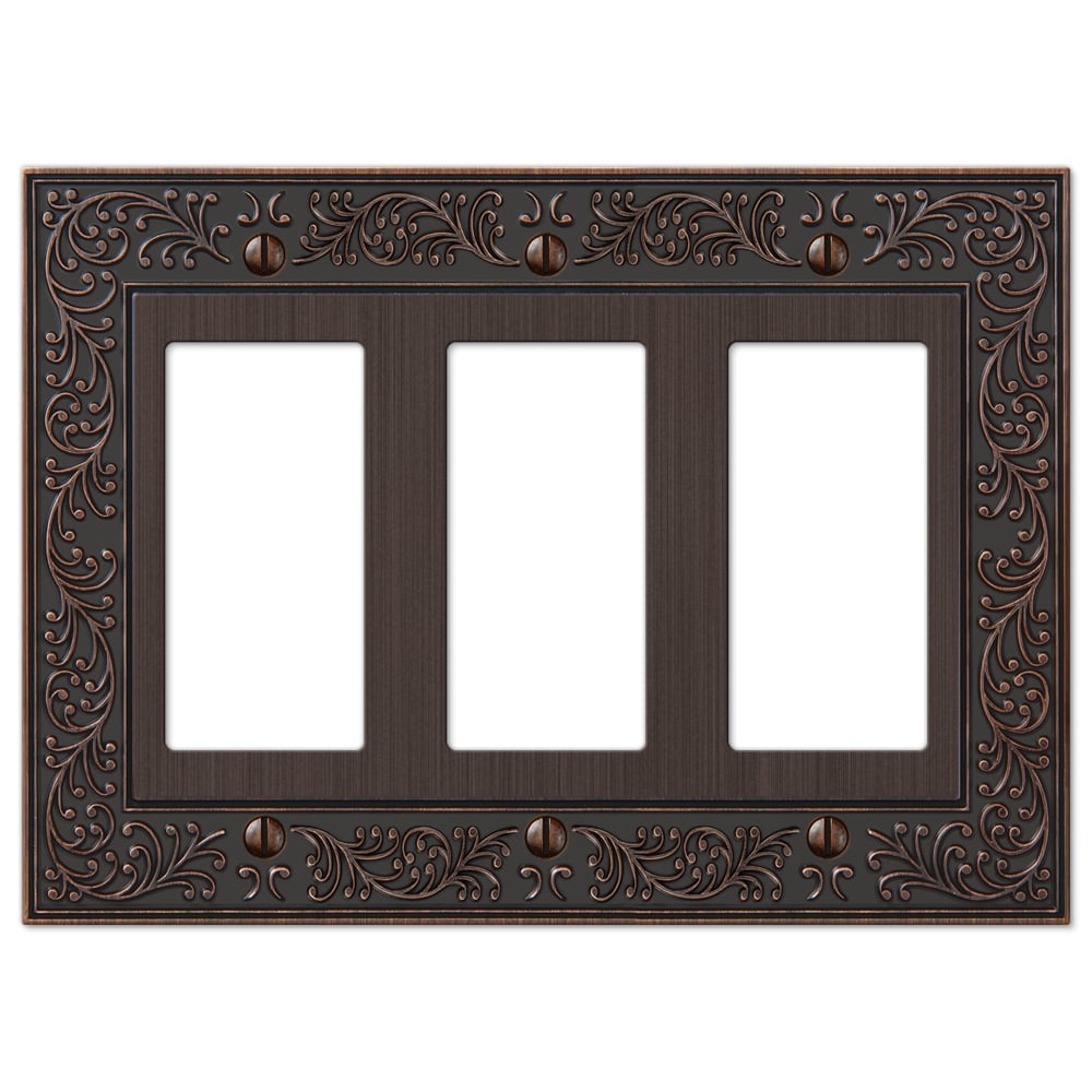 Amerelle 43RRRVB 3 -Gang Specialty Size Aged Bronze Metal Indoor Decorator Wall Plate