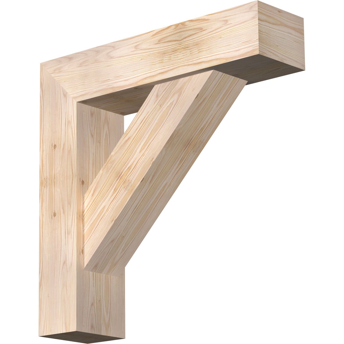 Ekena Millwork 1465086 Traditional Block Smooth Bracket with Offset Brace Douglas Fir Wood Standard Bracket