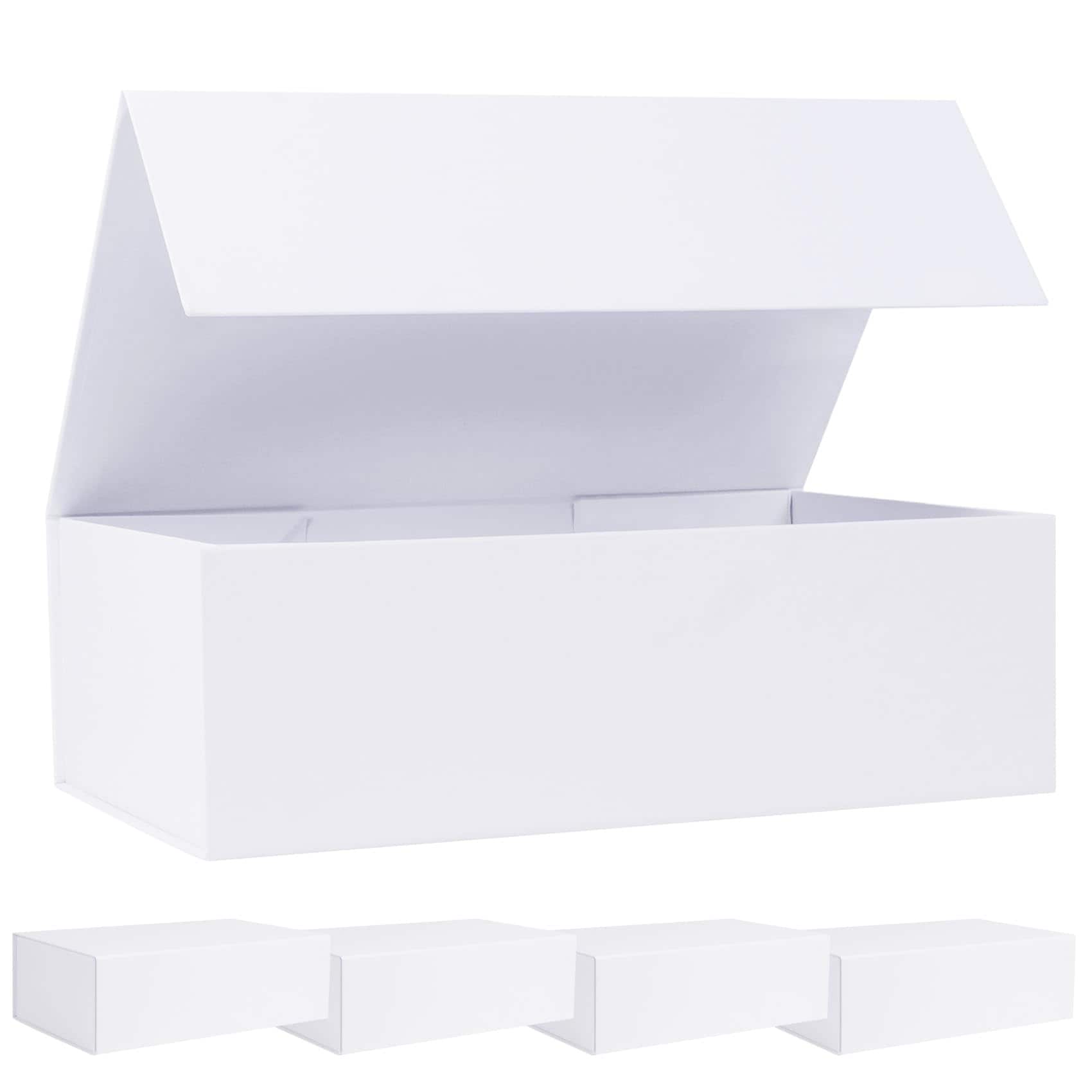 Afoxsos White Gift Box with Magnetic Lid Large 13 8 x 8 3 x 4 4 Inch Collapsible Storage Box for Bridesmaid Groomsman Proposal Bridal Shower #L05AF08037