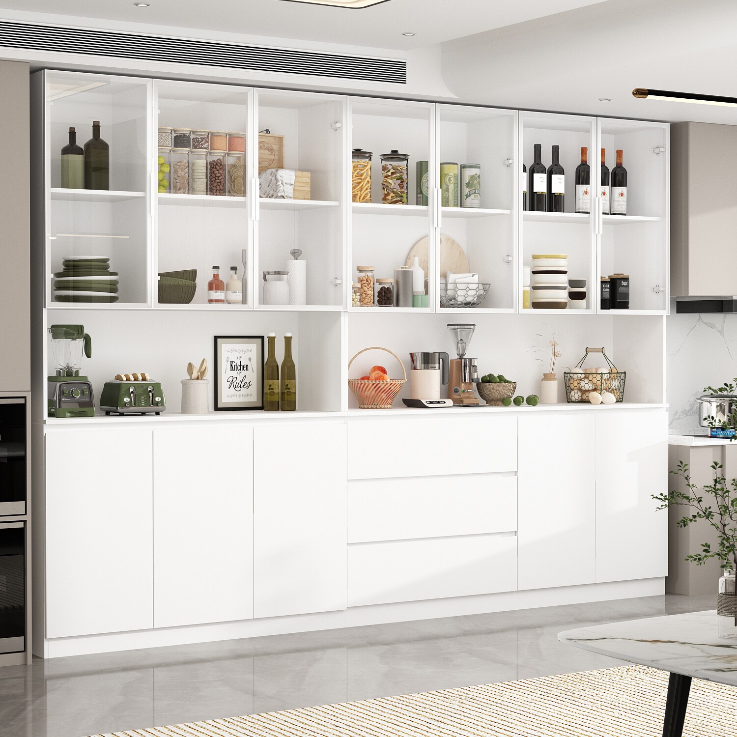 FUFU&GAGA KF210228-012+229-012 Contemporary/Modern White Pantry with Wine Storage