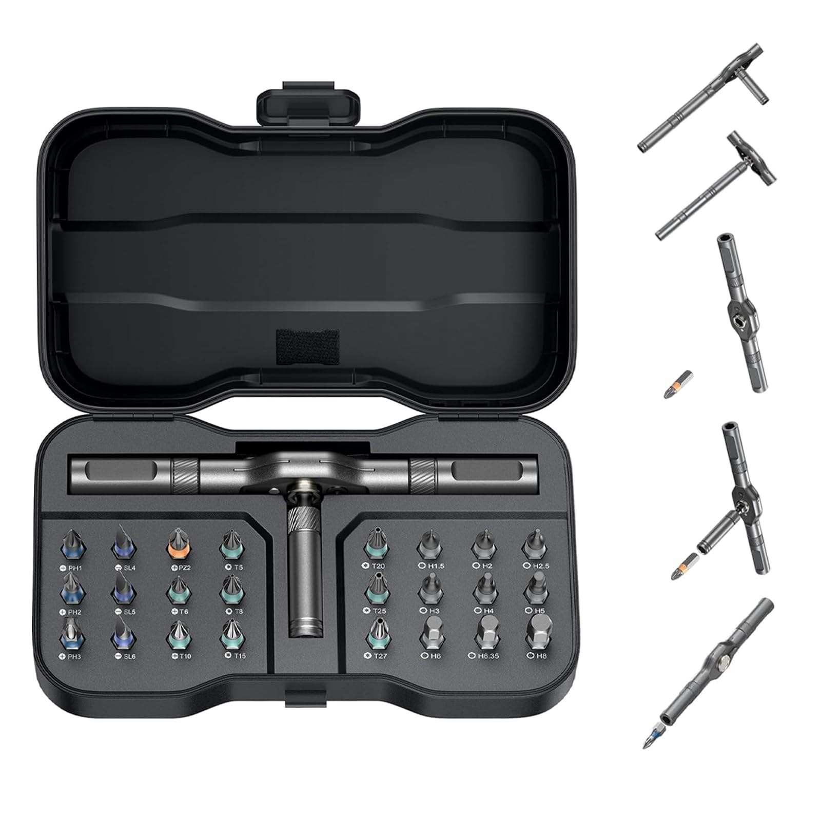 Aoibox  24 in 1 Magnetic Screwdriver Set Ratchet Screwdriver Set Magnetic Diy Ratchet Handle Detachable Versatile Toolkit