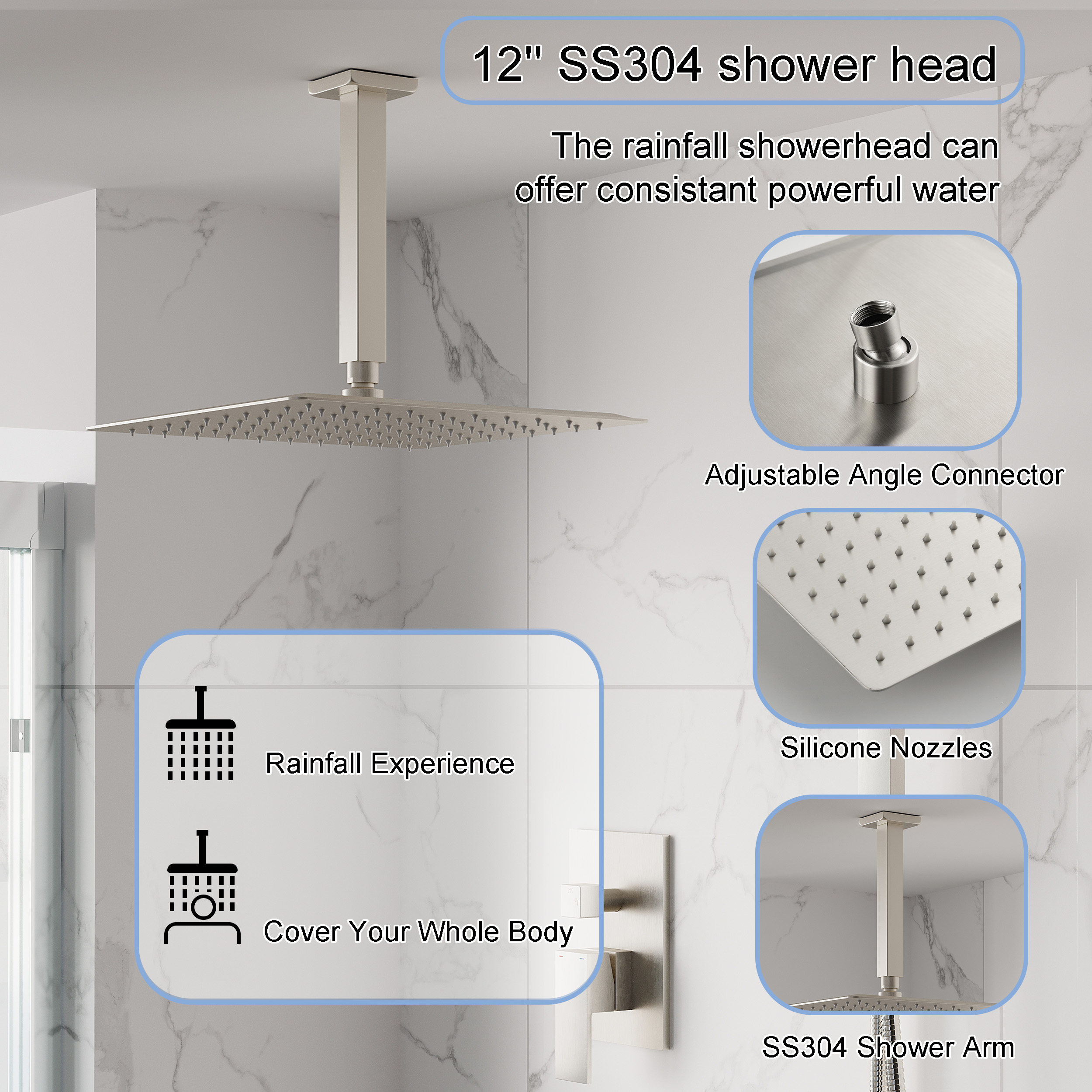 Iseryn H6CS12BNS80 Showerhead-Bar-Panels - View #3