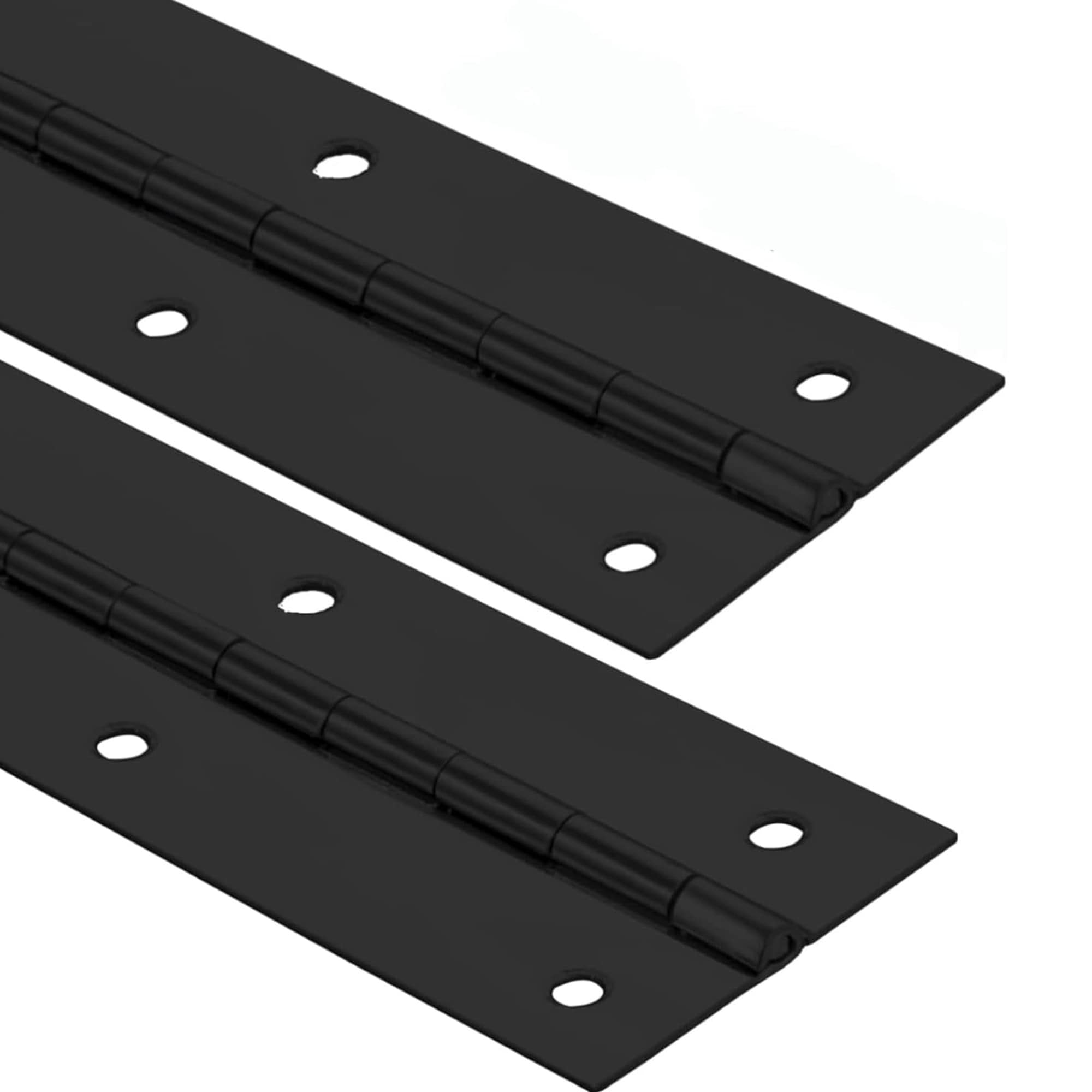 Numhew 20in L 2in W 2-Pack 0.06in Thick Black Stainless Steel Piano Hinges with Holes Heavy Duty Continuous Cabinet Door Hinge