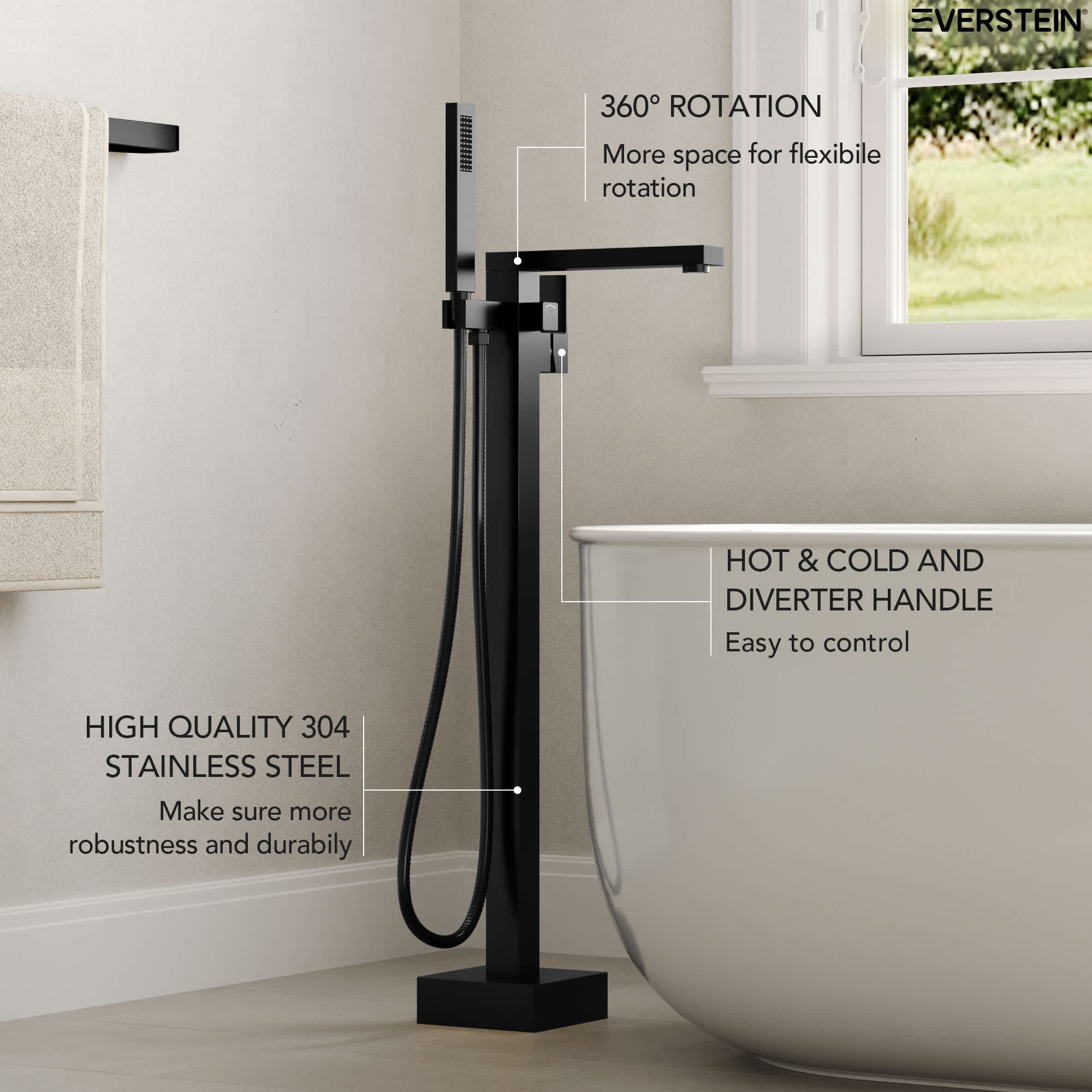 EVERSTEIN SFS-1094-BK Roman-Tub-Faucets - View #5