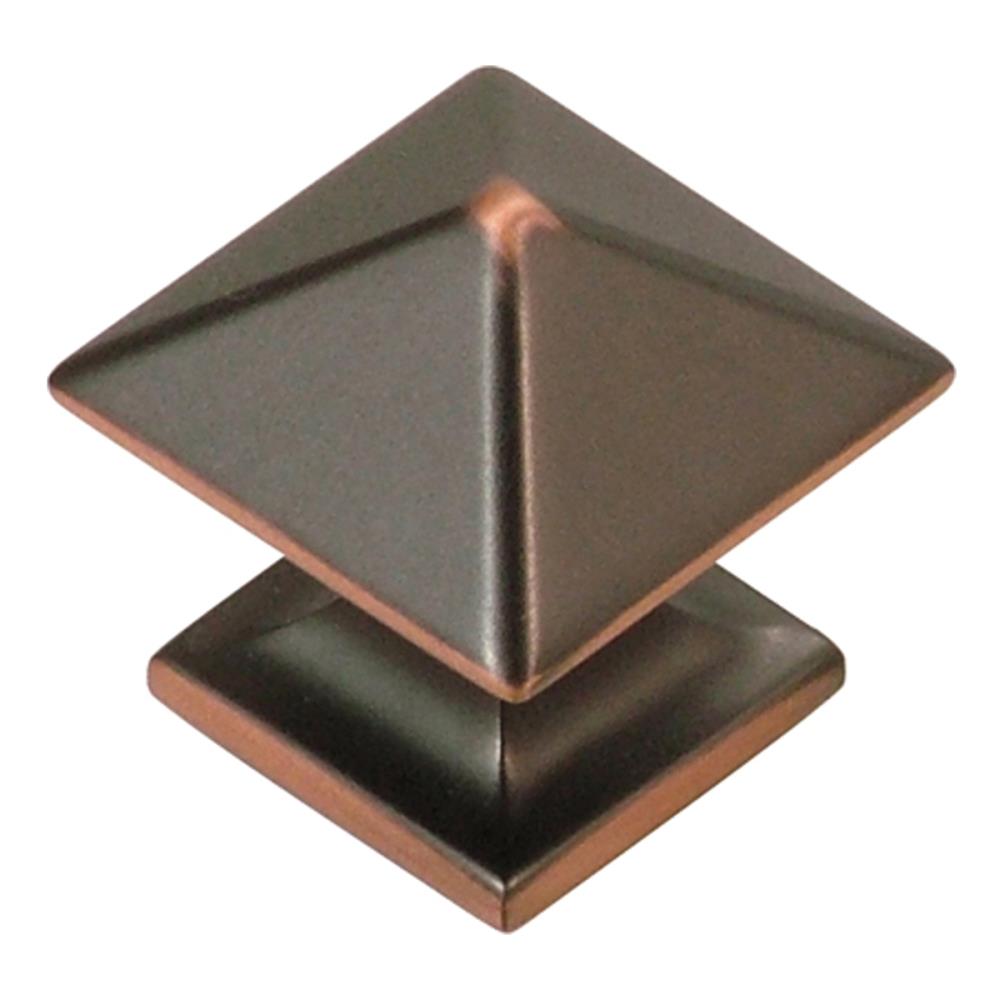 Hickory Hardware P3014-OBH1P Studio 1-in Oil-Rubbed Bronze Highlighted Square Transitional Cabinet Knob