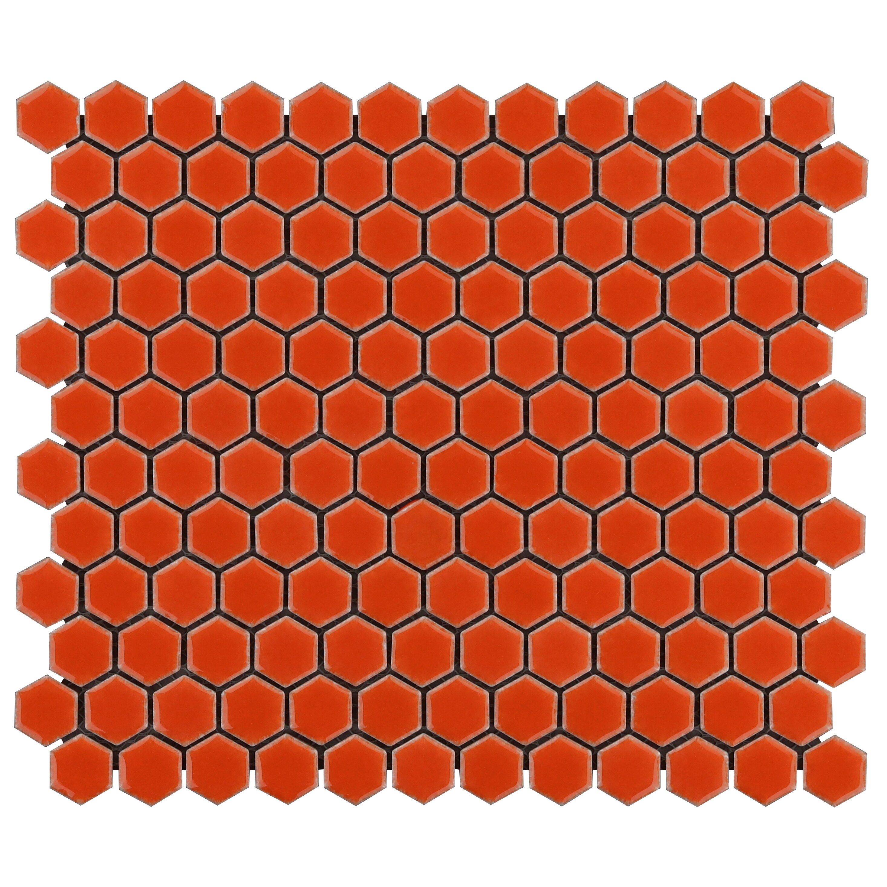 Artmore Tile EXT3RD103305 Sample - Basic Hex Orange Nectar 3-in x 6-in Polished Ceramic Patterned Floor and Wall Tile