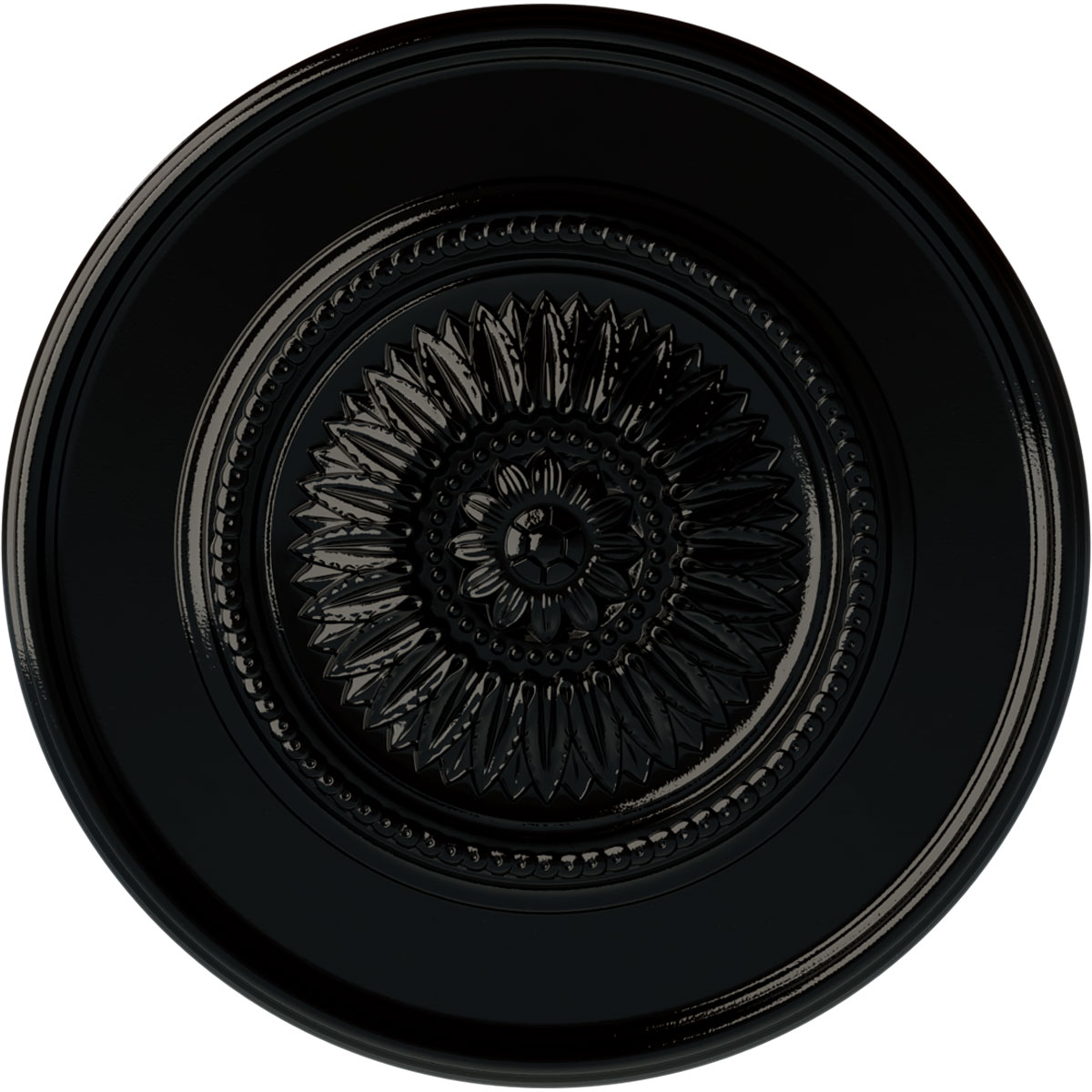Ekena Millwork CM41FLBPS Large Floral 41.125-in W x 41.125-in L Painted Black Pearl Polyurethane Whole Ceiling Medallion