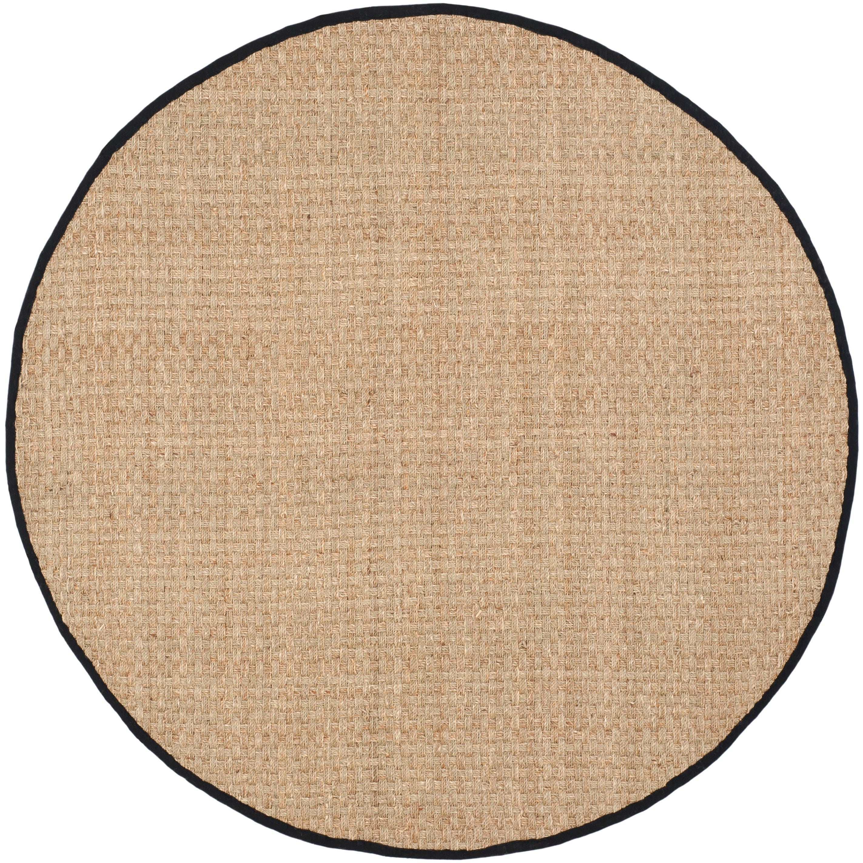 Safavieh NF114C-6R Natural Fiber Hampton 6 x 6 (ft) Loomed Seagrass Natural/Black Round Indoor Solid Coastal Area rug