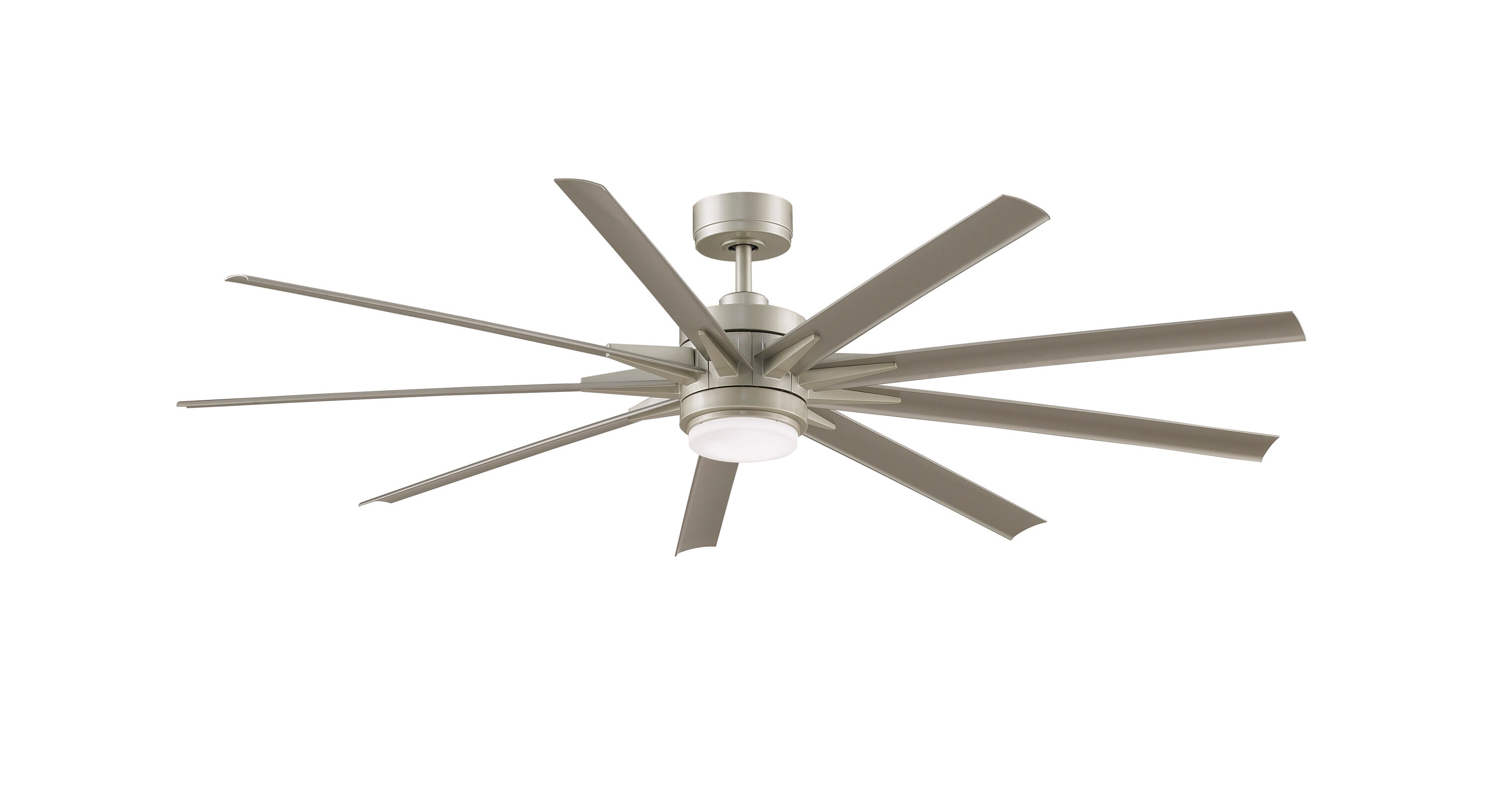 Odyn Custom 72-in Brushed Nickel Color-changing LED Indoor/Outdoor Smart Ceiling Fan with Light Remote (9-Blade) Walnut | - Fanimation FPD8152BNW-72BNW