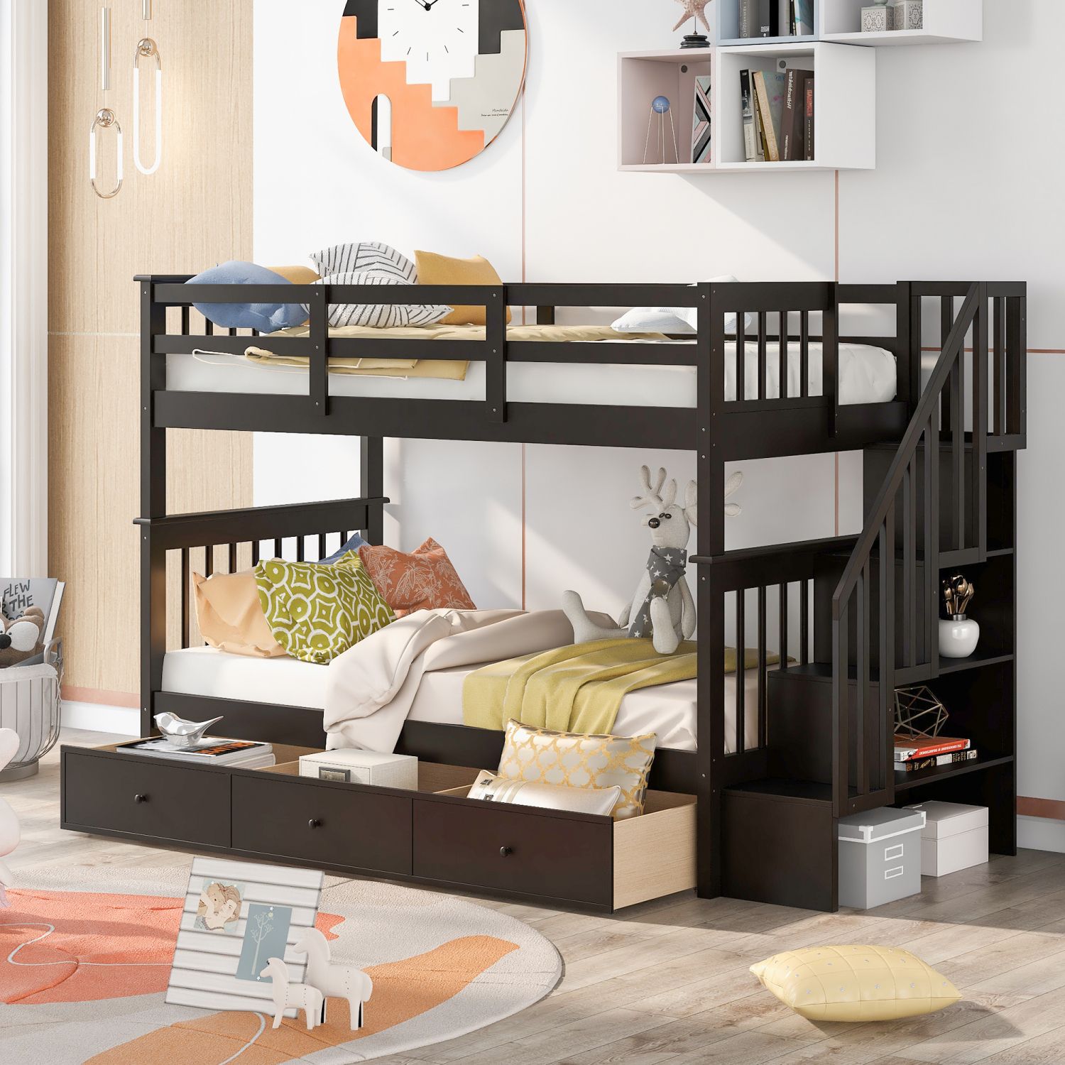JASMODER LT000309AAP Espresso Twin Composite Platform Bed