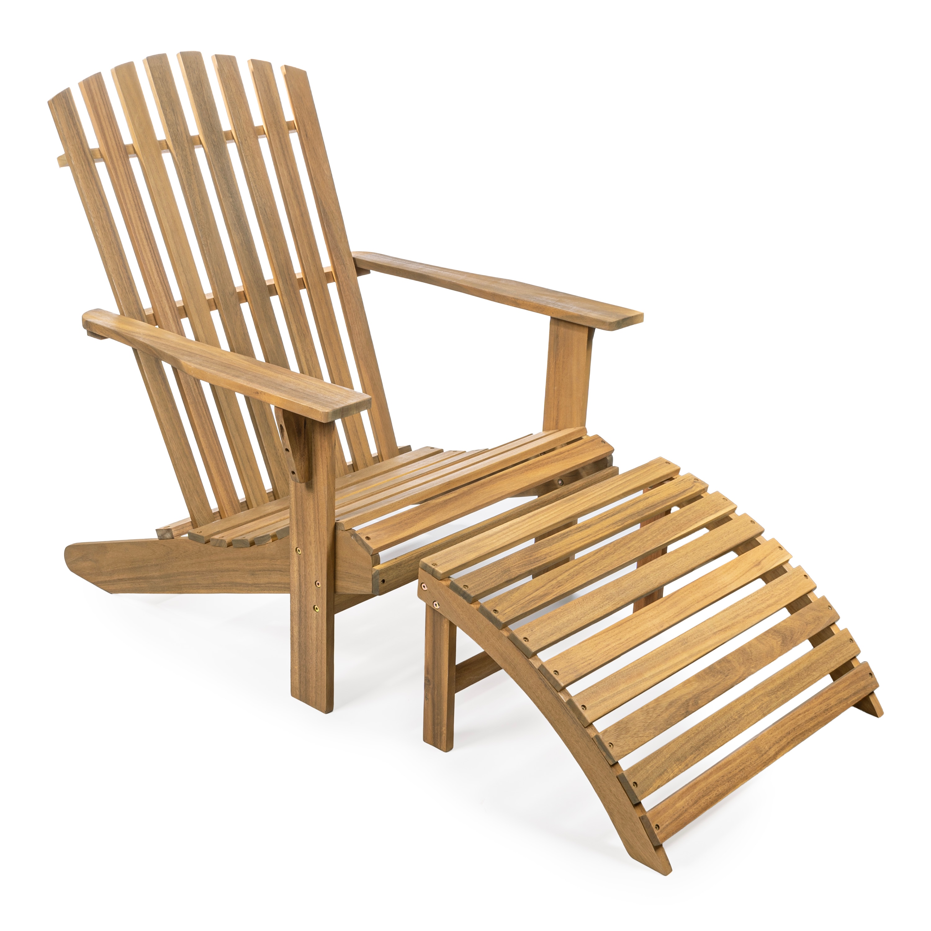 JONATHAN  Y ADK1000A Saranac Traditional Rustic Teak Brown Wood Frame Stationary Adirondack Chair with Slat Seat