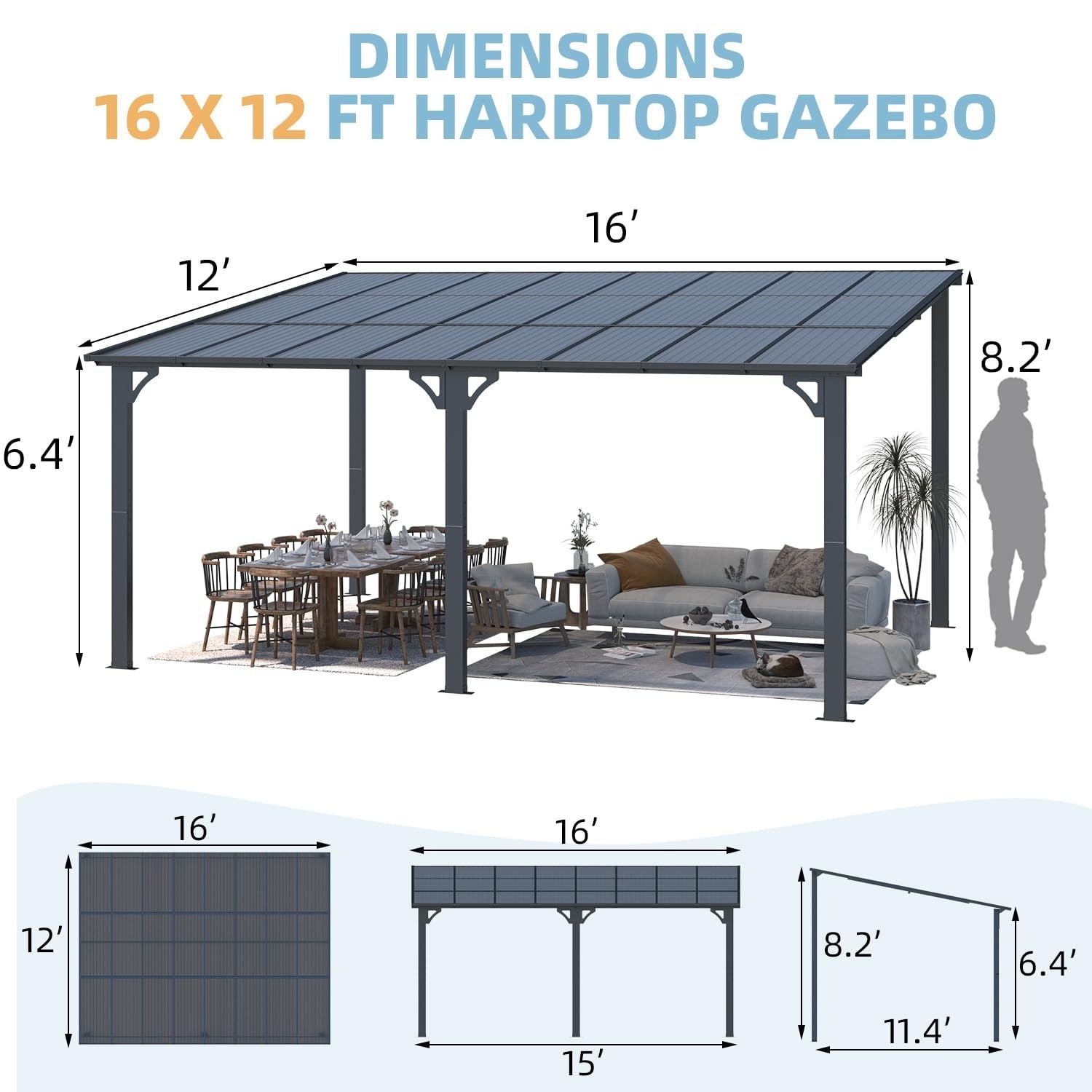 AECOJOY 16414BK-LS01 Wood-Resin-Gazebos - View #5