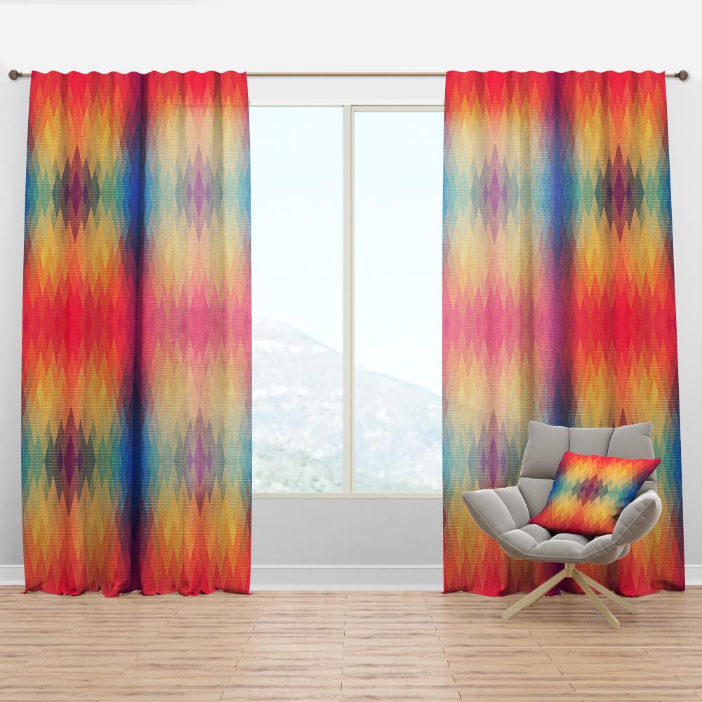 Designart CTN18865-52-95 95-in Red Geometric Room darkening Thermal lined Rod pocket Single curtain panel