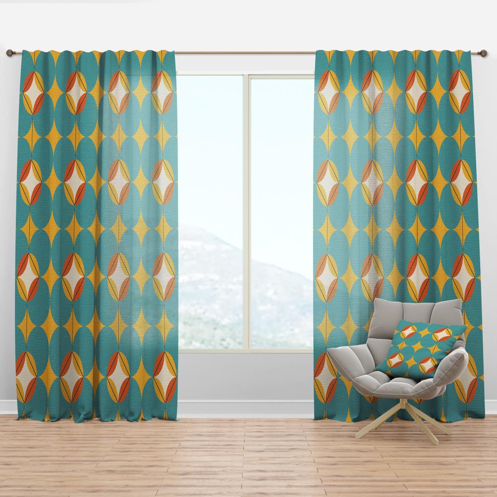 Designart CTN24198-52-84 84-Inches Blue Abstract Room darkening Thermal lined Rod pocket Single curtain panel