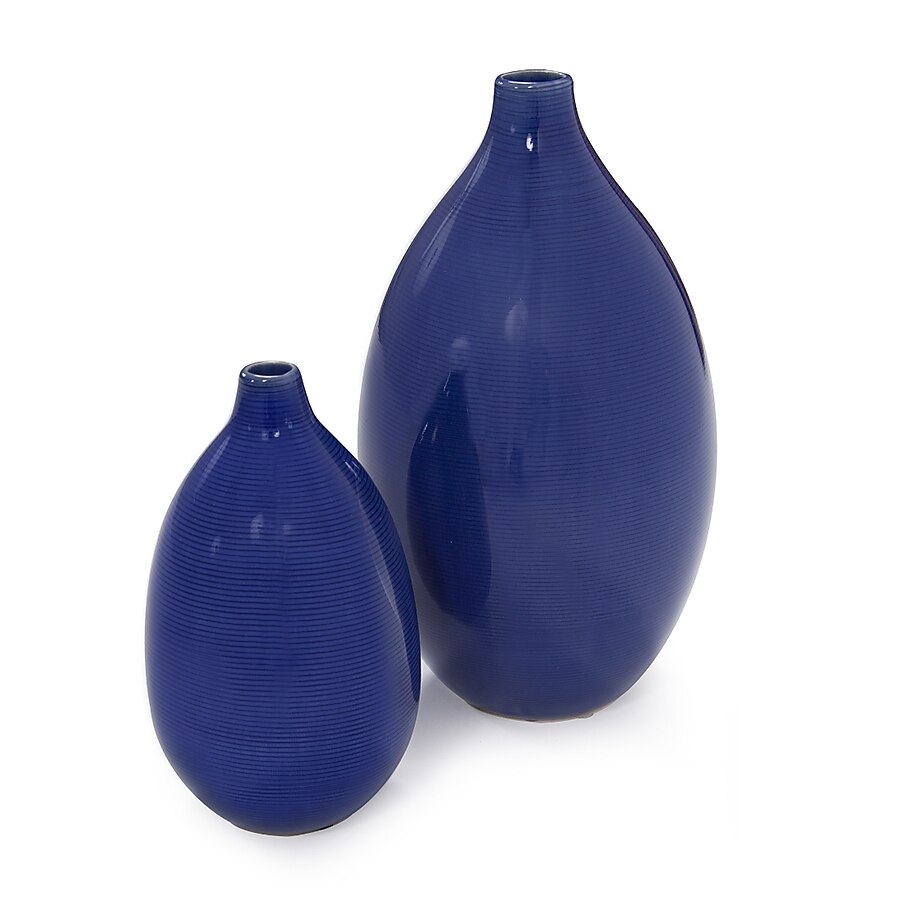 Set Of 2 Deep Indigo Blue Ceramic Bulb Vases Set Of 2 Deep Indigo Blue Ceramic Bulb Vases