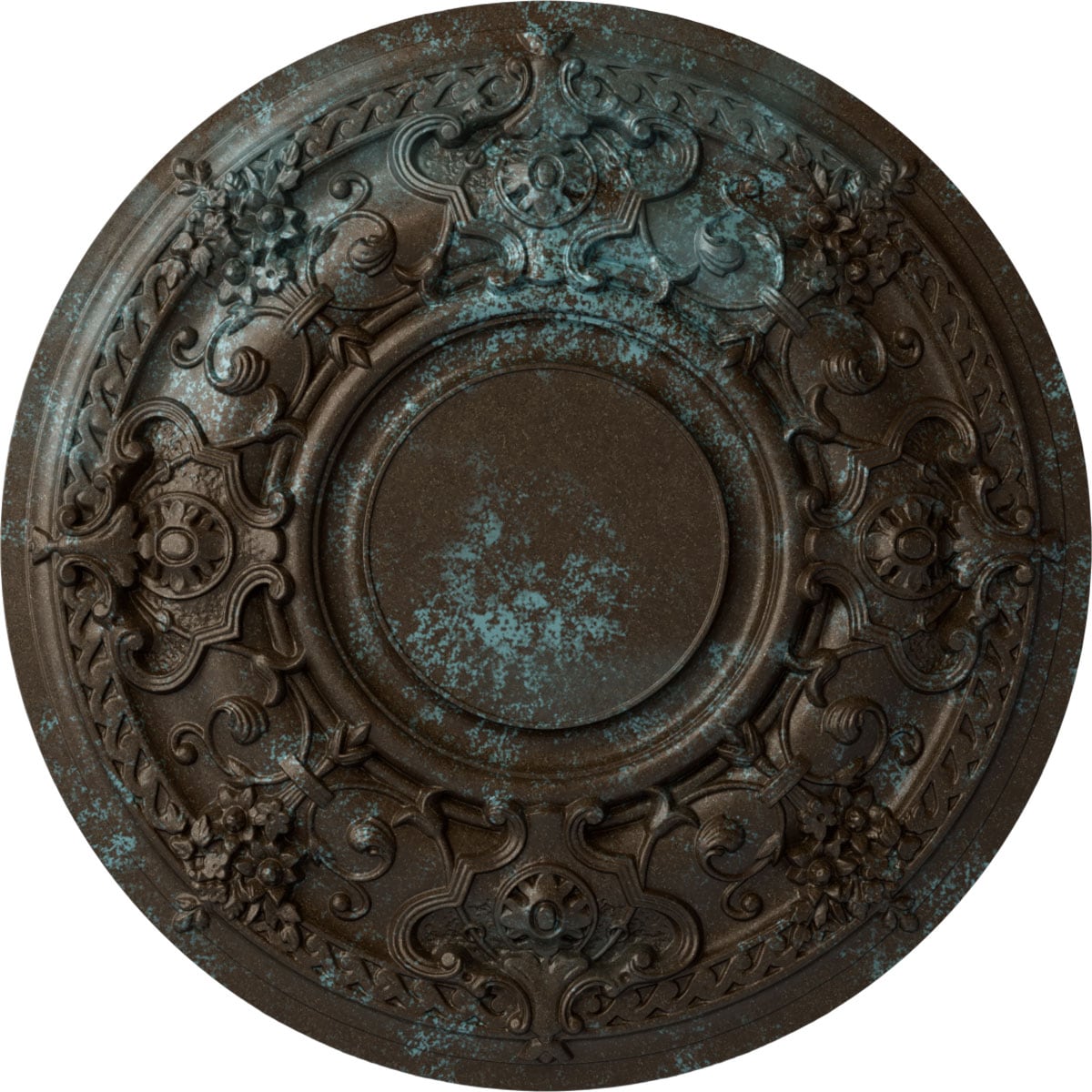 Ekena Millwork CM32JABBS Jackson 32.75-in W x 32.75-in L Painted Bronze Blue Patina Polyurethane Whole Ceiling Medallion