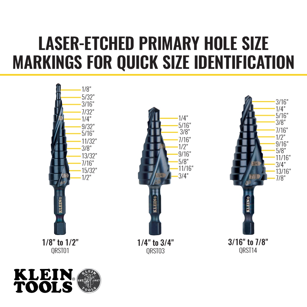 Klein Tools QRST3PC Metal-Step-Drill-Bits - View #3