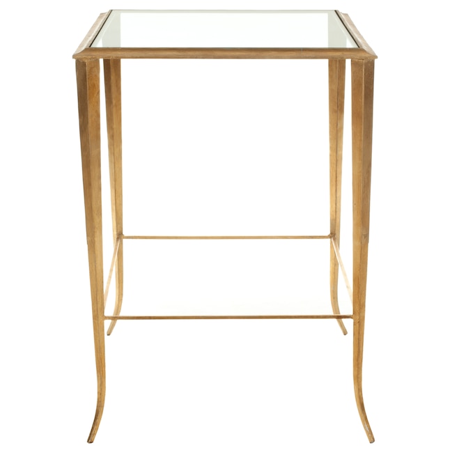 Safavieh Tory Clear Glass Top Gold Legs, Gold Side Table Glass Top