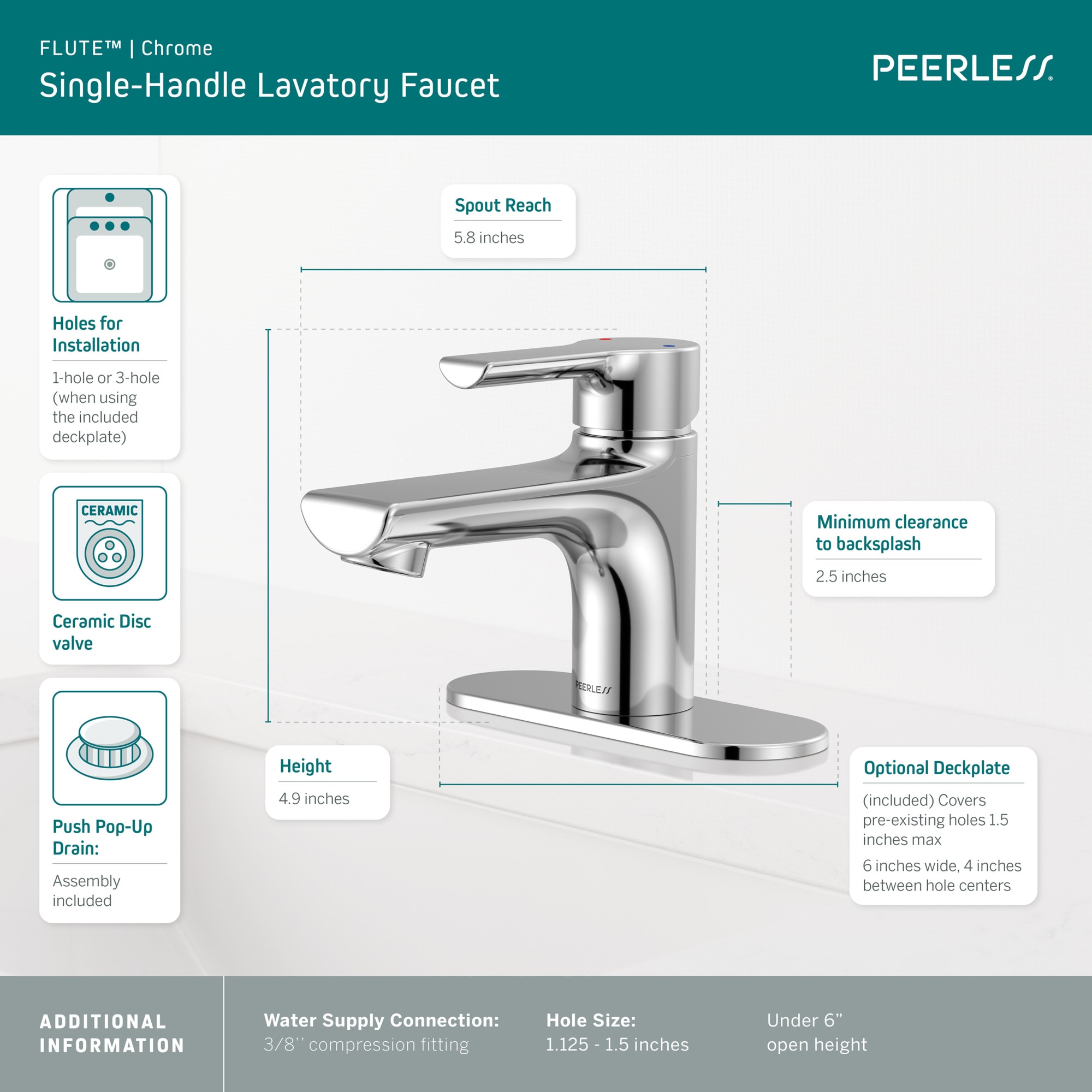 Peerless P1512LF-M-0.5 Lavatory-Faucets - View #3