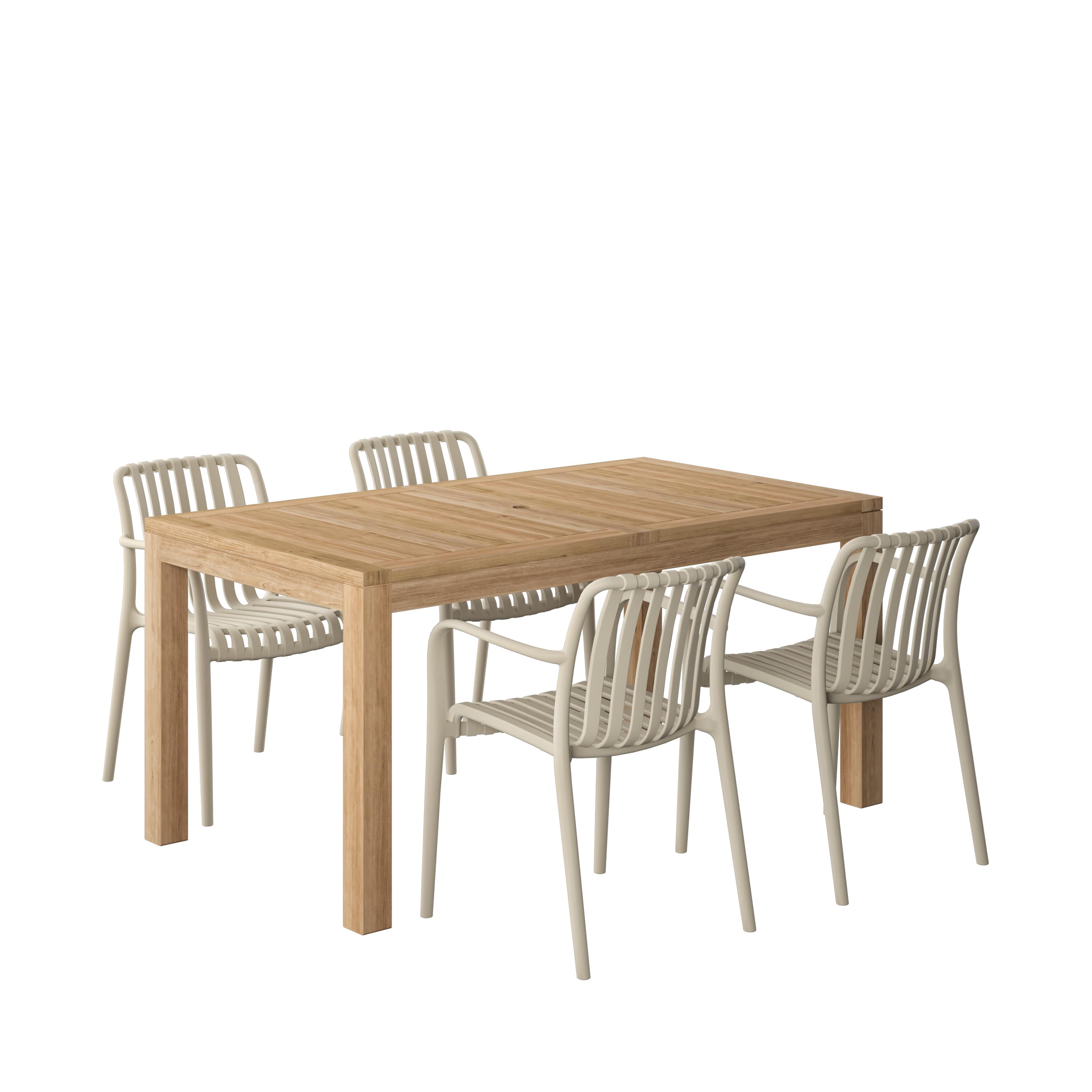 Amazonia RIN-4-CURA-SD Urban Elements Siargao Patio Dining Set for 4 – Perfect for Family and Friends - Modern and Stylish Dining Table with Chairs