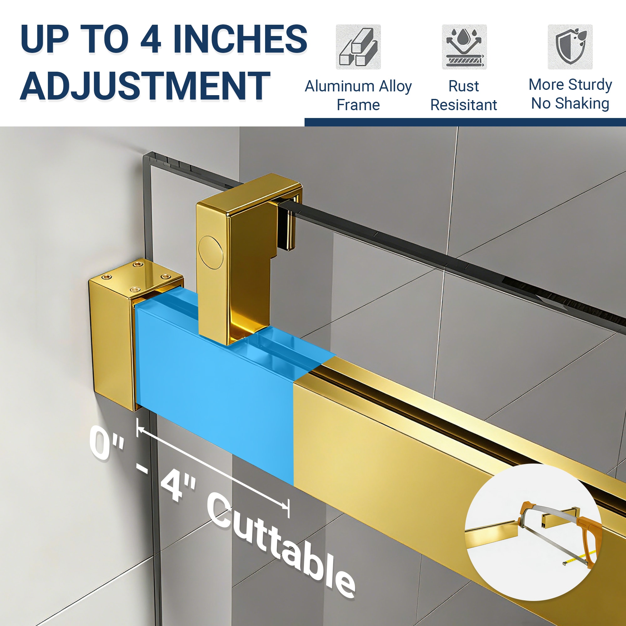 Vynxaria 56-60-in W x 76-in H Frameless Sliding Shower Door with 1/4-in ...