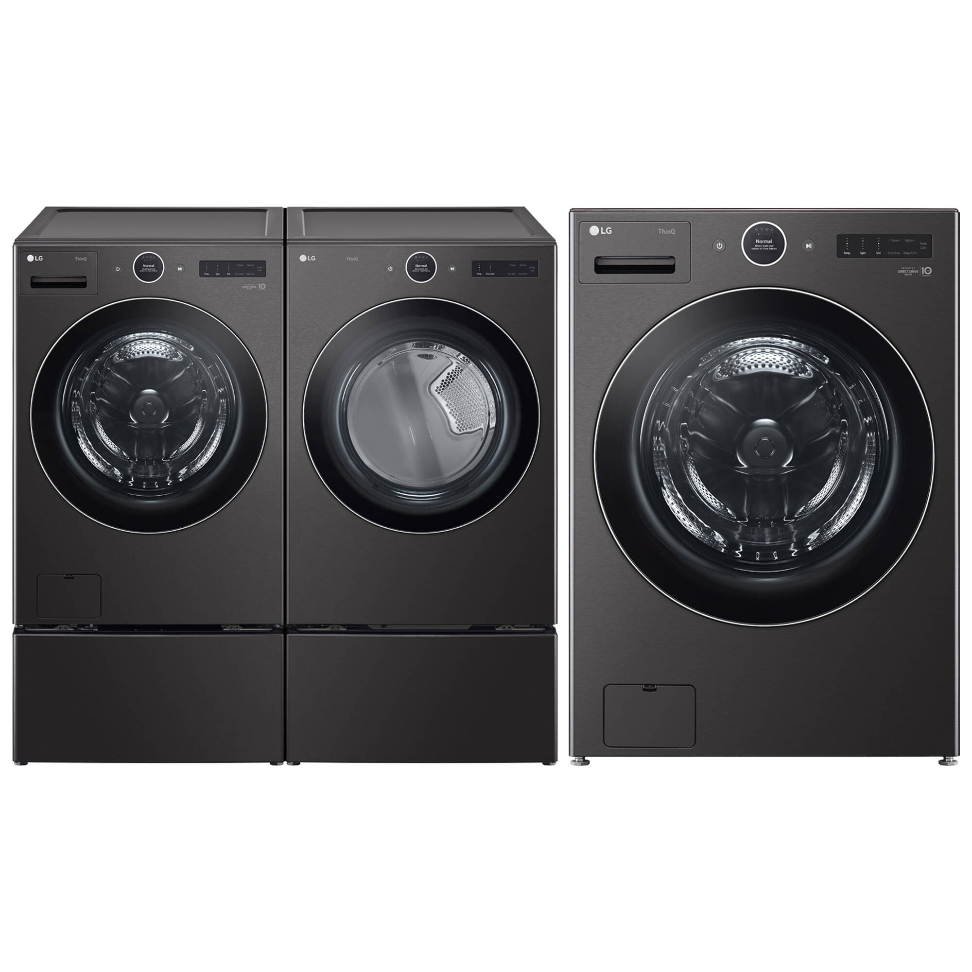 shop-lg-stackable-steam-cycle-front-load-gas-black-steel-washer-dryer