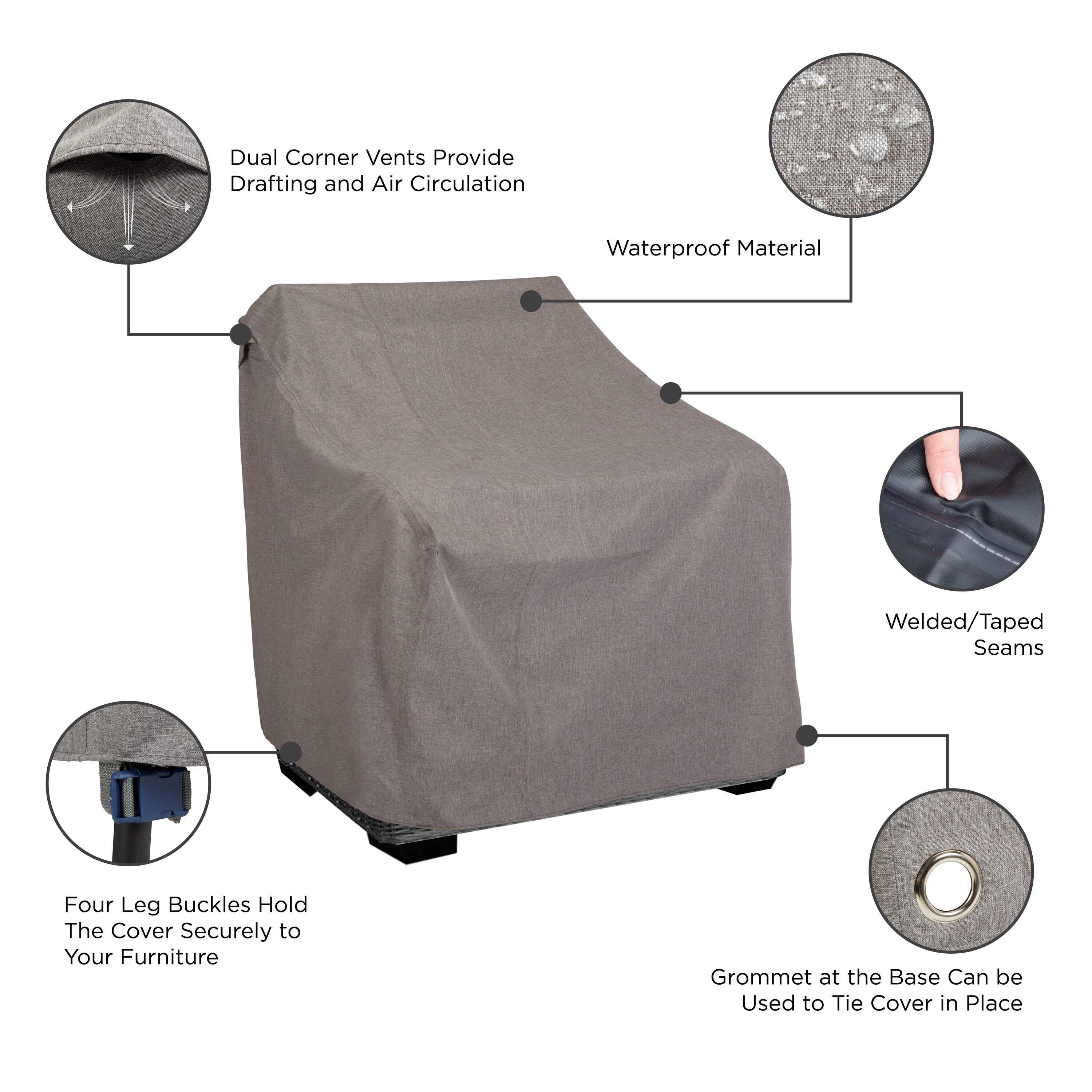 Modern Leisure Garrison Heather Gray Polyester Patio Furniture Cover For Conversation chair