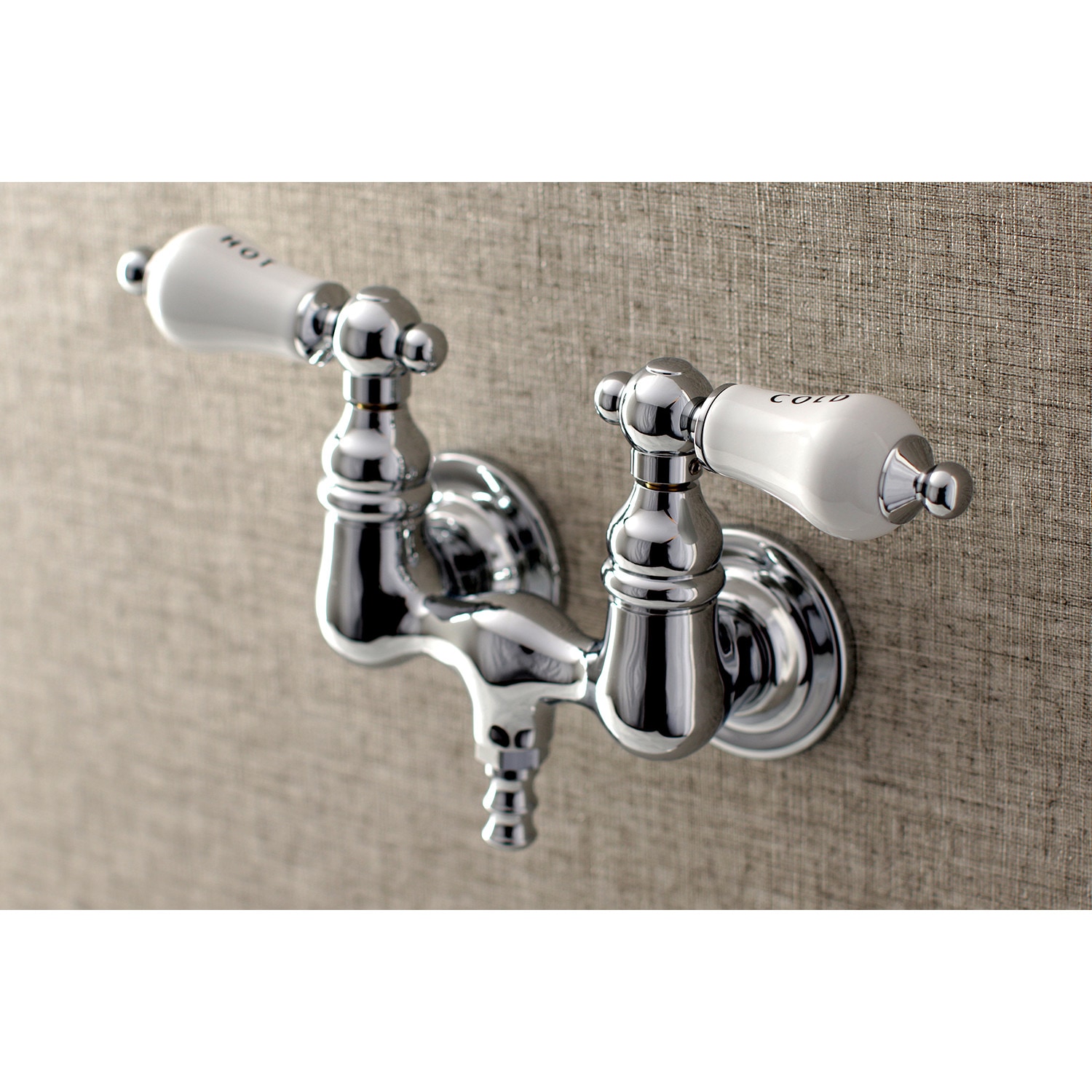 Kingston Brass WLAE34T1 Vintage Polished chrome 2-handle Wall-mount Low-arc Bathtub Faucet ( Valve Included )
