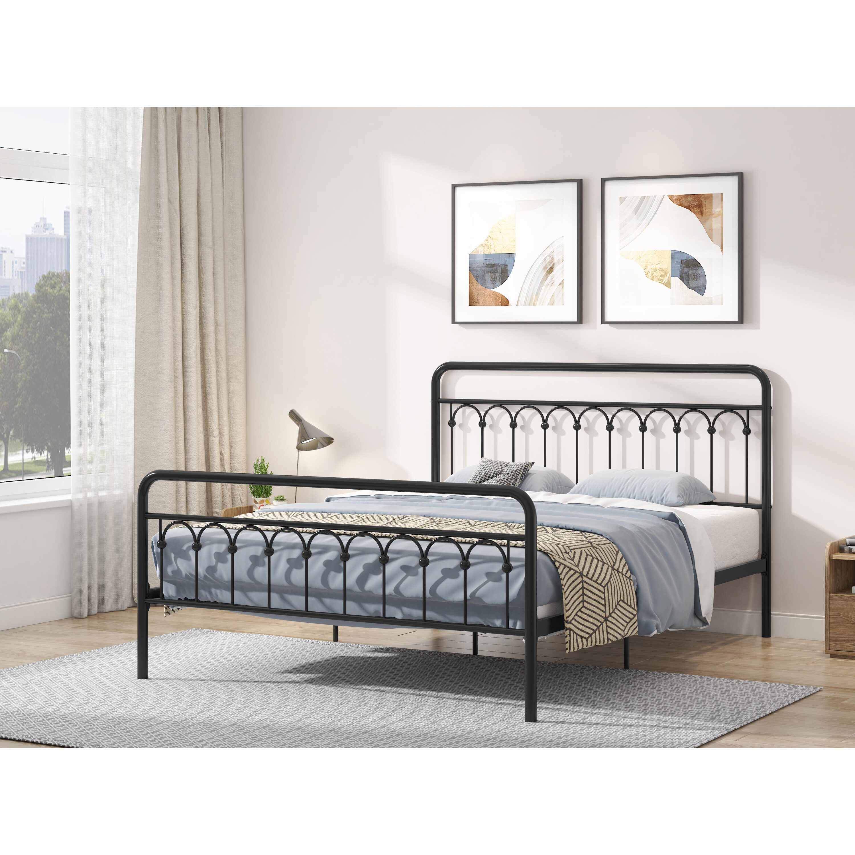 Bayfeve BF-124172-IN Black Twin Metal Bed frame Bed