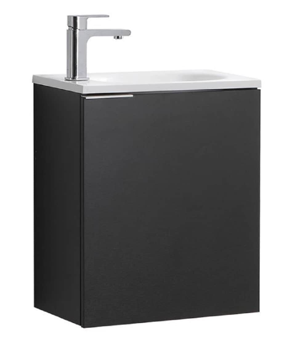 Valencia 20" Black Wall-Mount Vanity with White Acrylic Sink