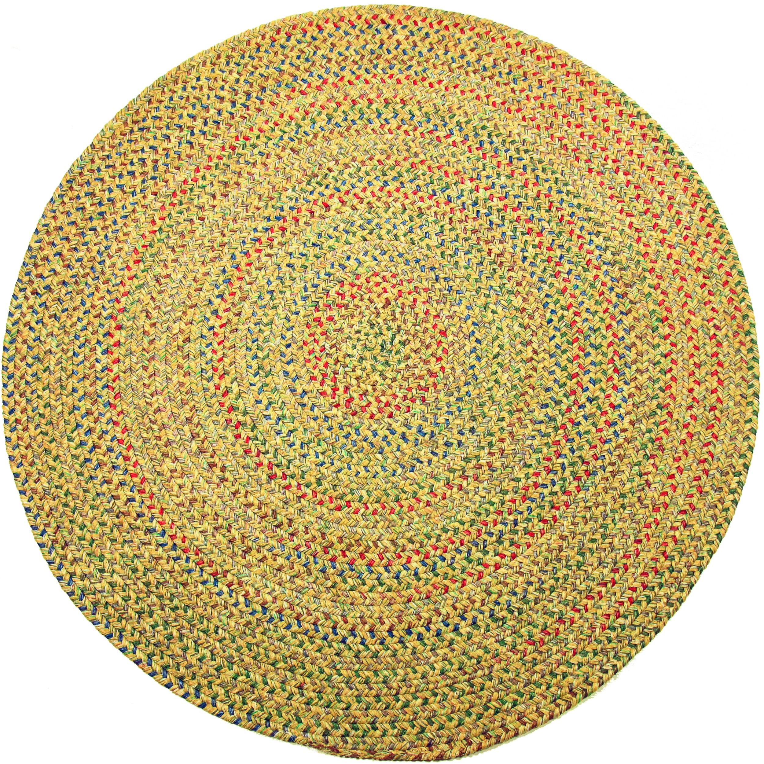 Rhody Rug SO55R096X096 8 x 8 (ft) Braided Polypropylene Sand Round Indoor/Outdoor Geometric Area rug
