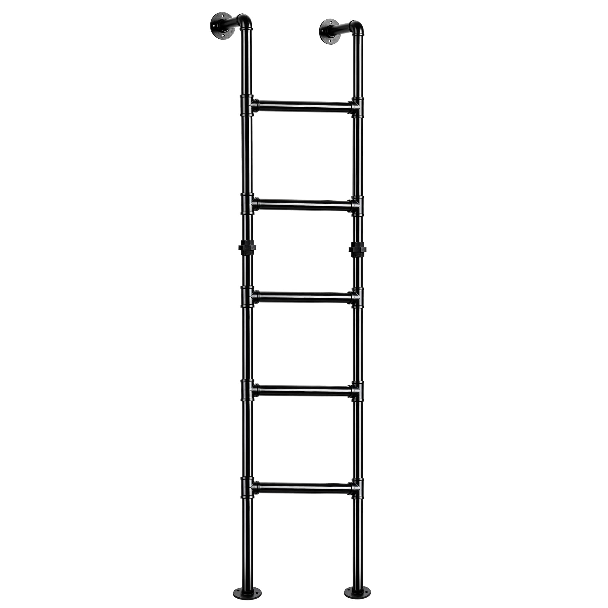 Lukvuzo  5 Rung Bunk Bed Ladder 5 6 1 5FT Wall to Floor Window Well Egress Climbing Ladder Wrought Iron 330lbs Capacity Indoor Outdoor for