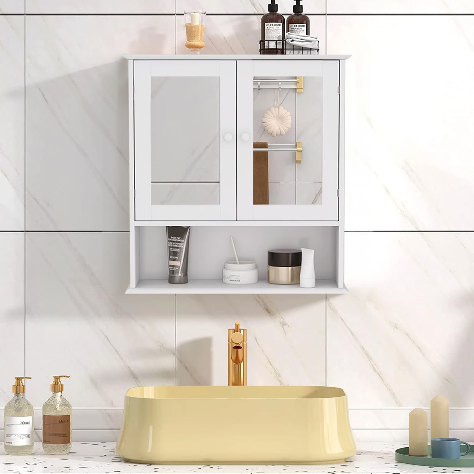 Maocao Hoom 6.5-in x 22.83-in x 21.65-in White Bathroom Wall Cabinet