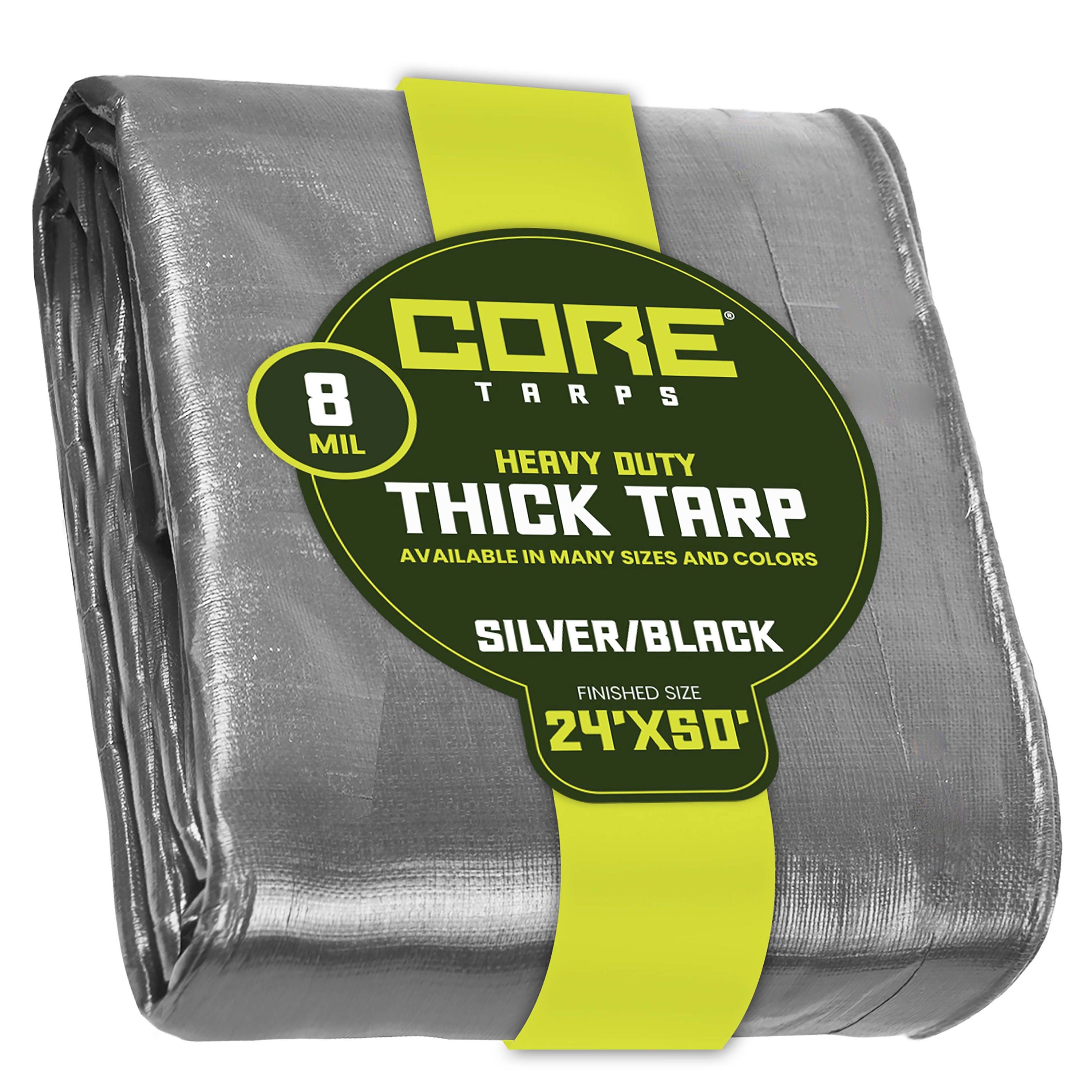 Core Tarps CT-401-24X50 24-ft x 50-ft Silver Waterproof Commercial Polyethylene 8-Mils Tarp