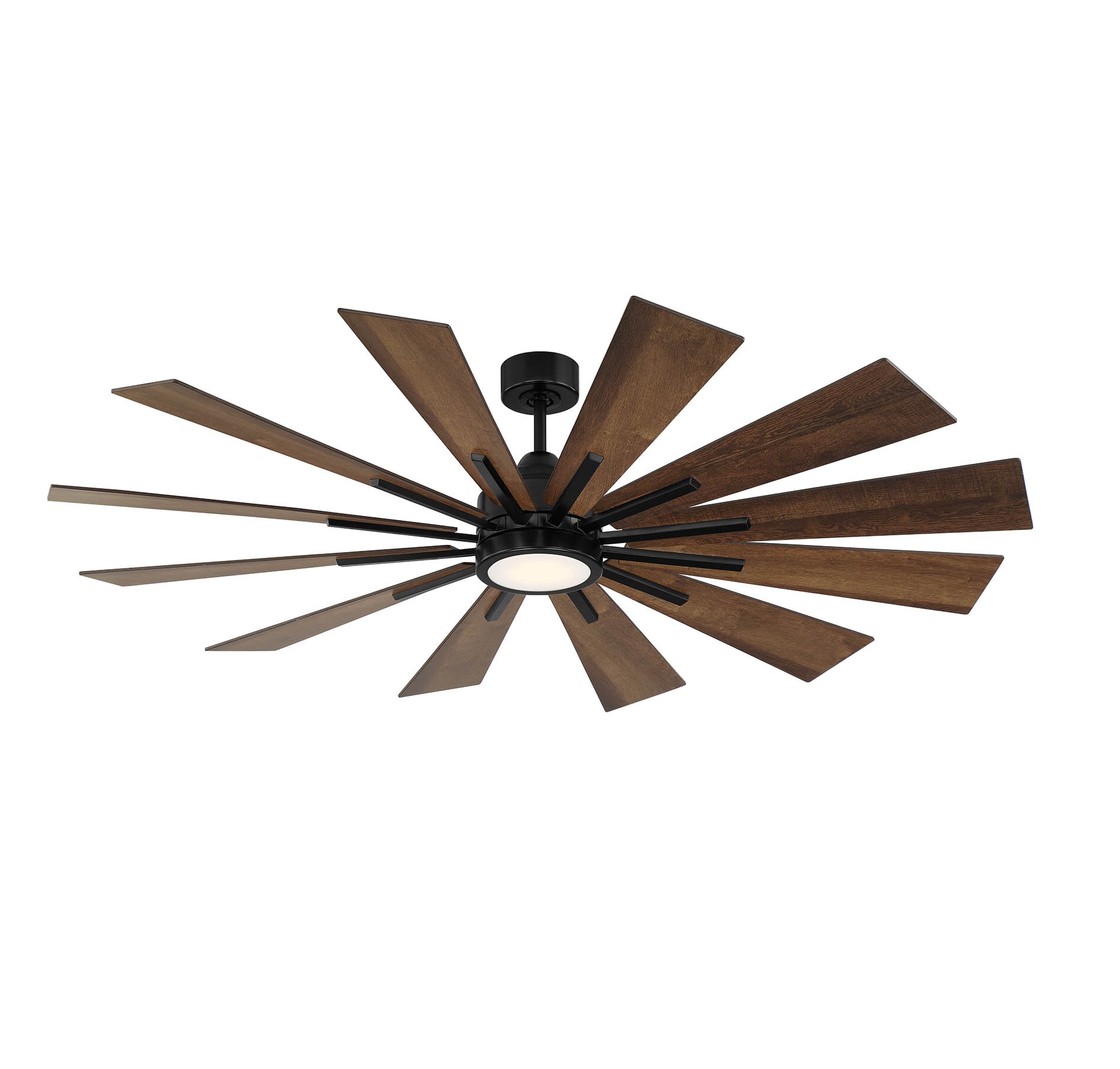  LW-SH638475 60-Inches Matte Black with Antique Oak Blades Integrated LED Fixture Indoor Downrod mount Standard Ceiling Fan With Light and Remote (