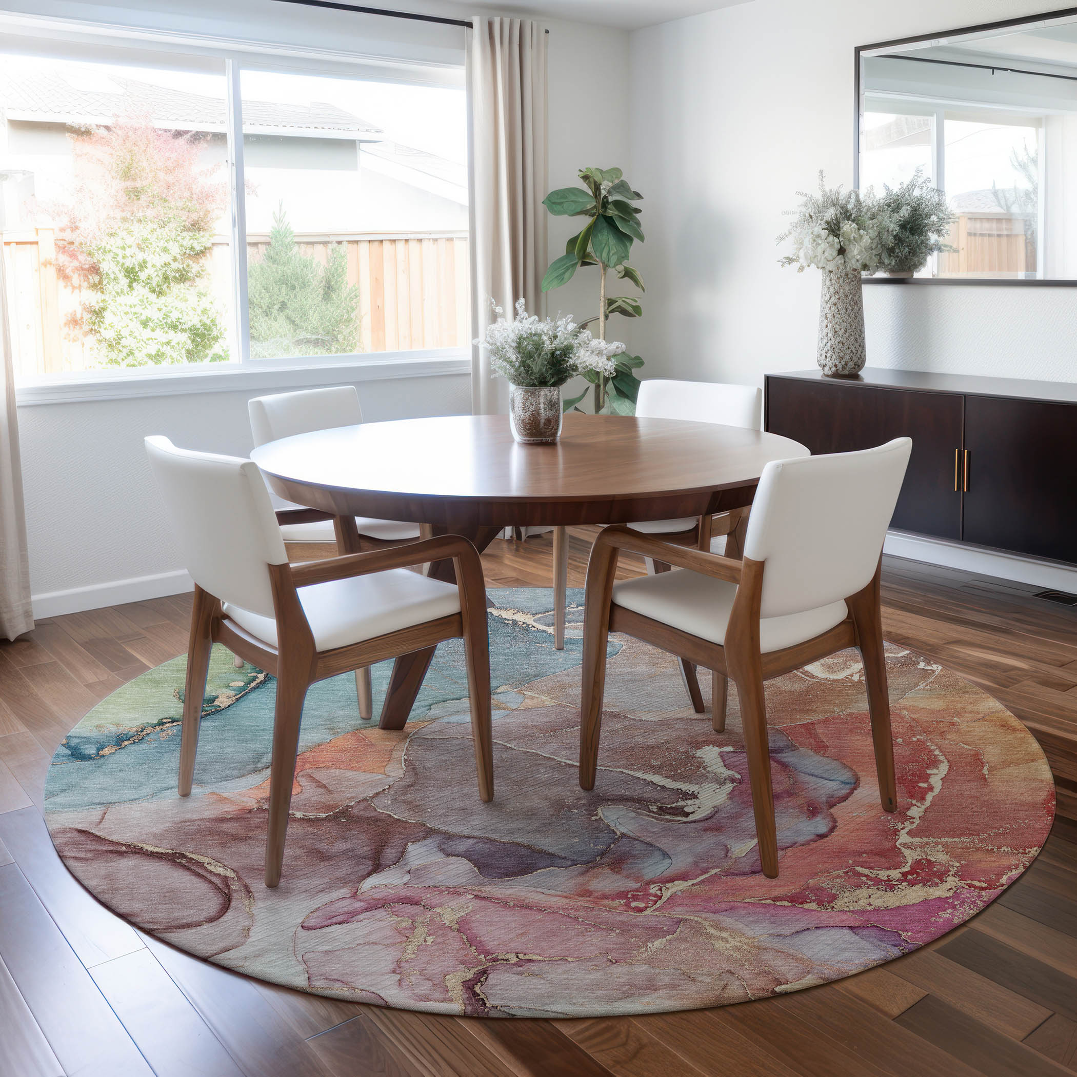 Addison Rugs ACN500BU8RO Chantille ACN500BU 8 x 8 (ft) Polyester Blue Round Indoor/Outdoor Machine washable Area rug