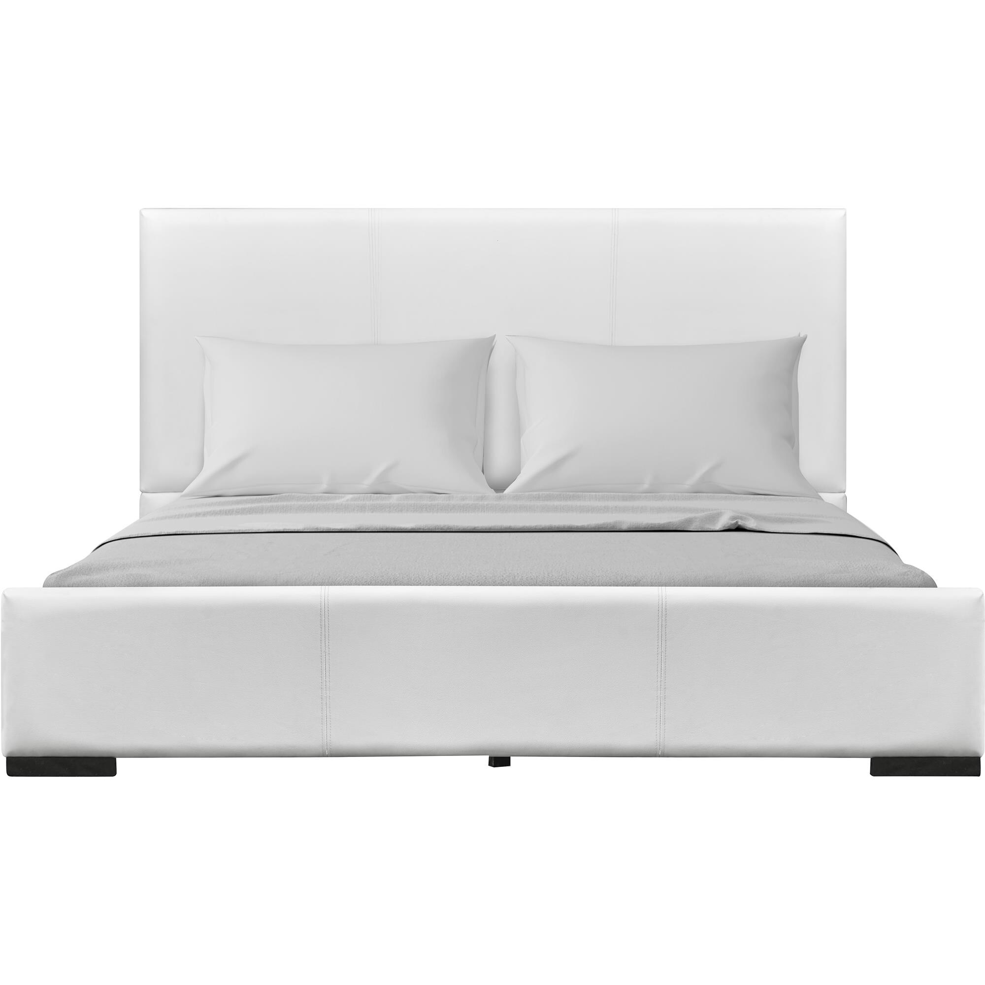 Camden Isle Abbey White Queen Faux Leather Platform Bed