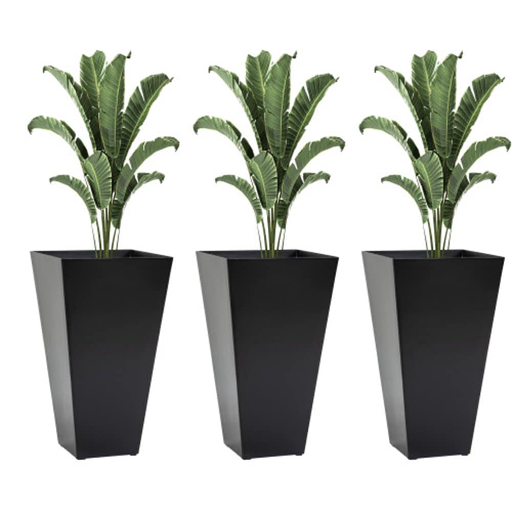 Rectangle 15.75-in W x 28-in H Black Plastic Indoor/Outdoor Planter | - Zeus & Ruta BL02GA-07