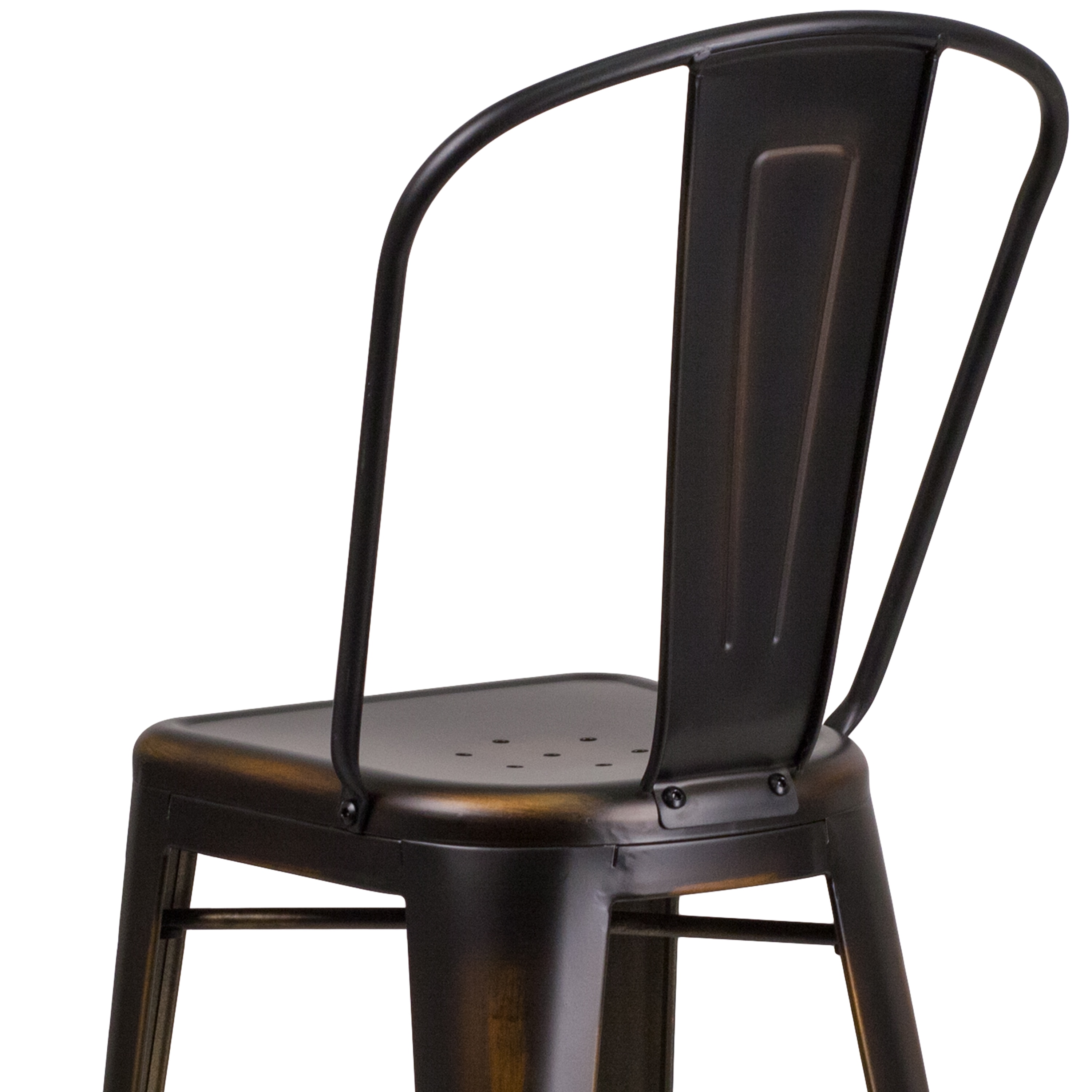 Distressed Copper Metal 30" Bar Stool with Slat Back