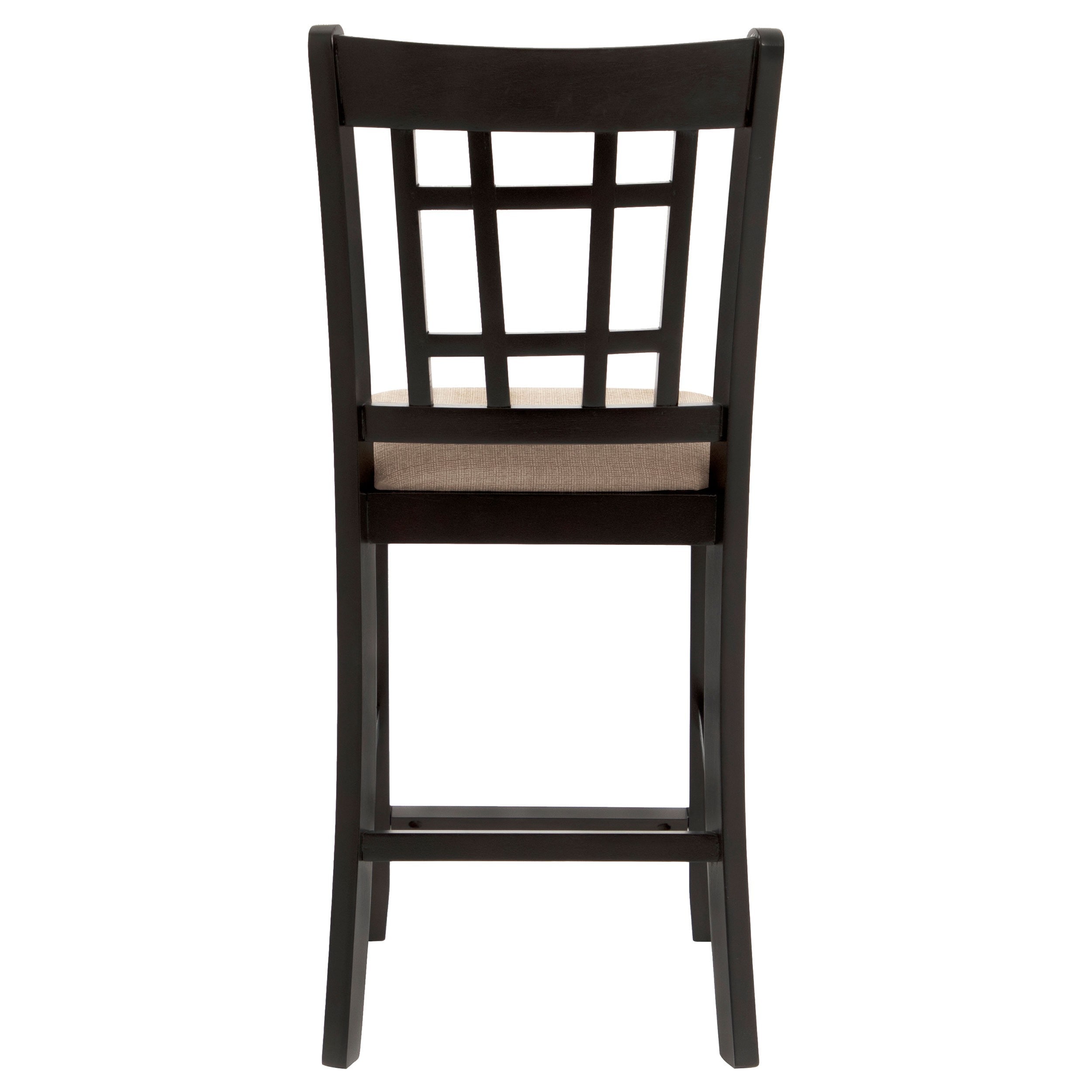 Espresso Brown & Tan Checkerboard Armless Counter Height Chair Set