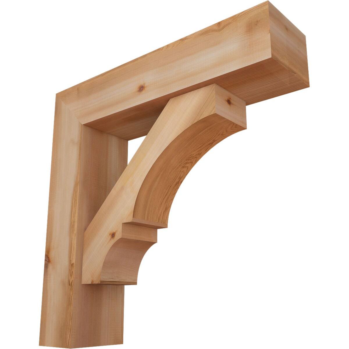 Ekena Millwork 1461986 Balboa Block Smooth Bracket with Offset Brace Western Red Cedar Wood Standard Bracket