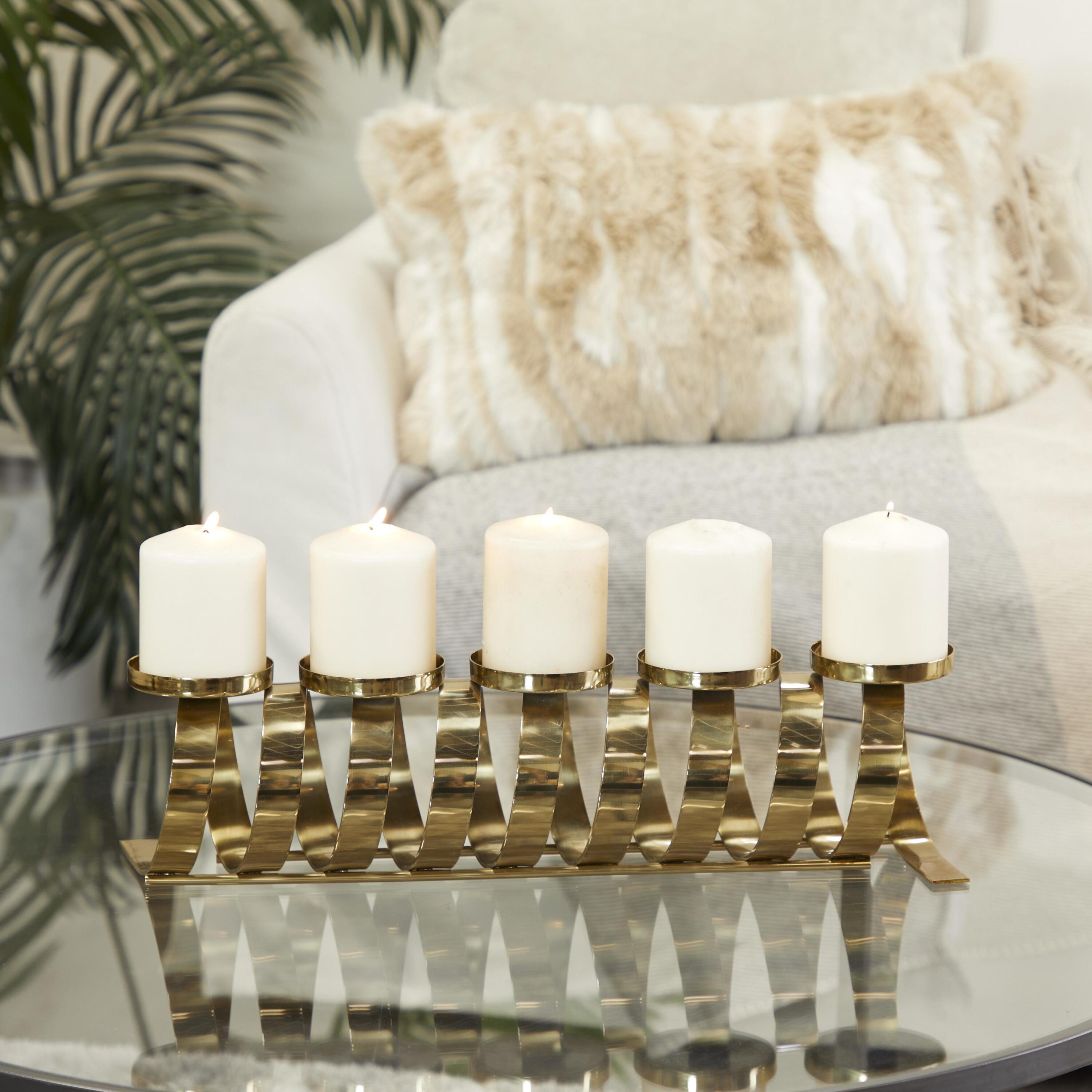 Grayson Lane 59243 5 Candle Stainless steel Pillar Candle Holder