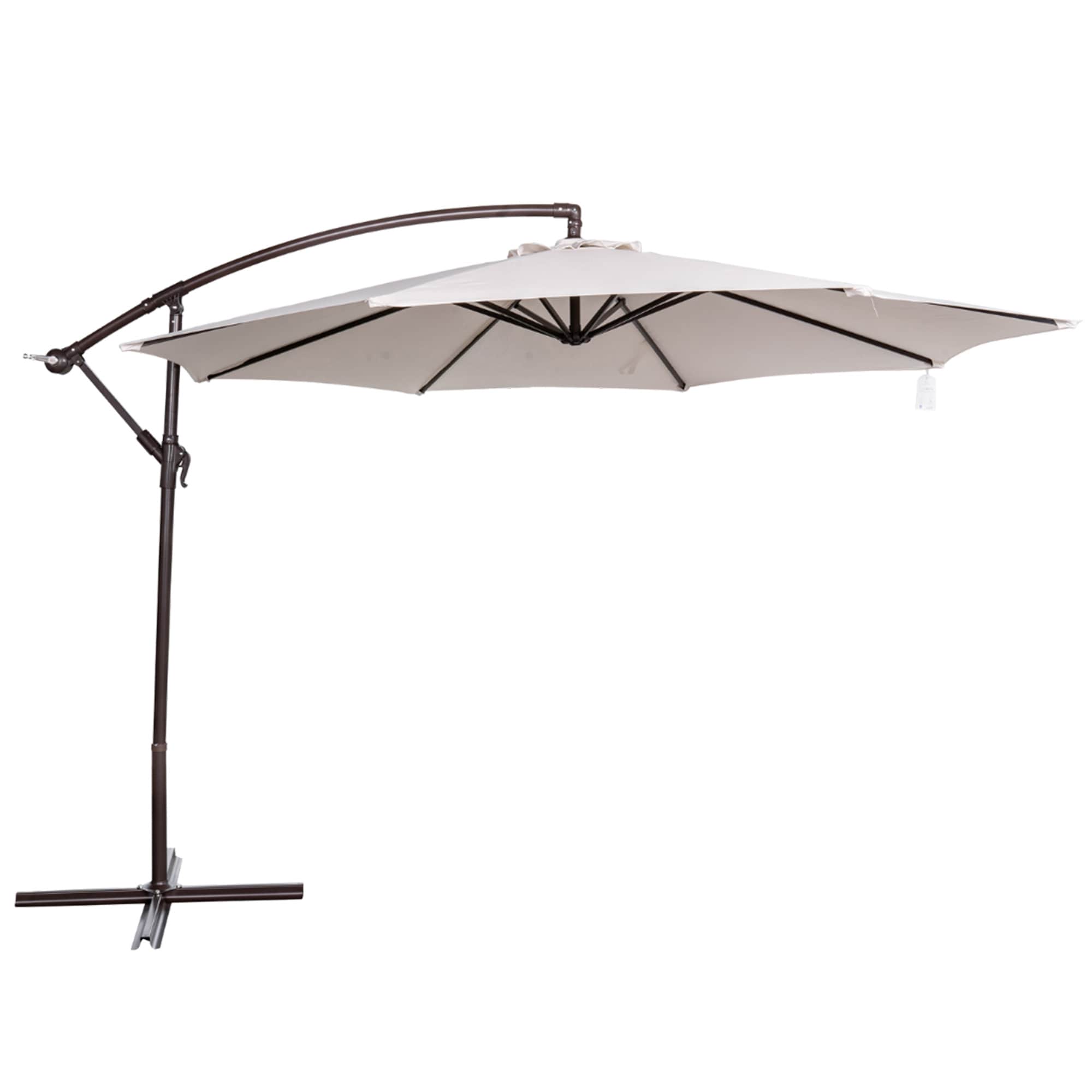 Island Umbrella NU6889 10-ft Aluminum Off-white Cantilever Patio Umbrella with Base