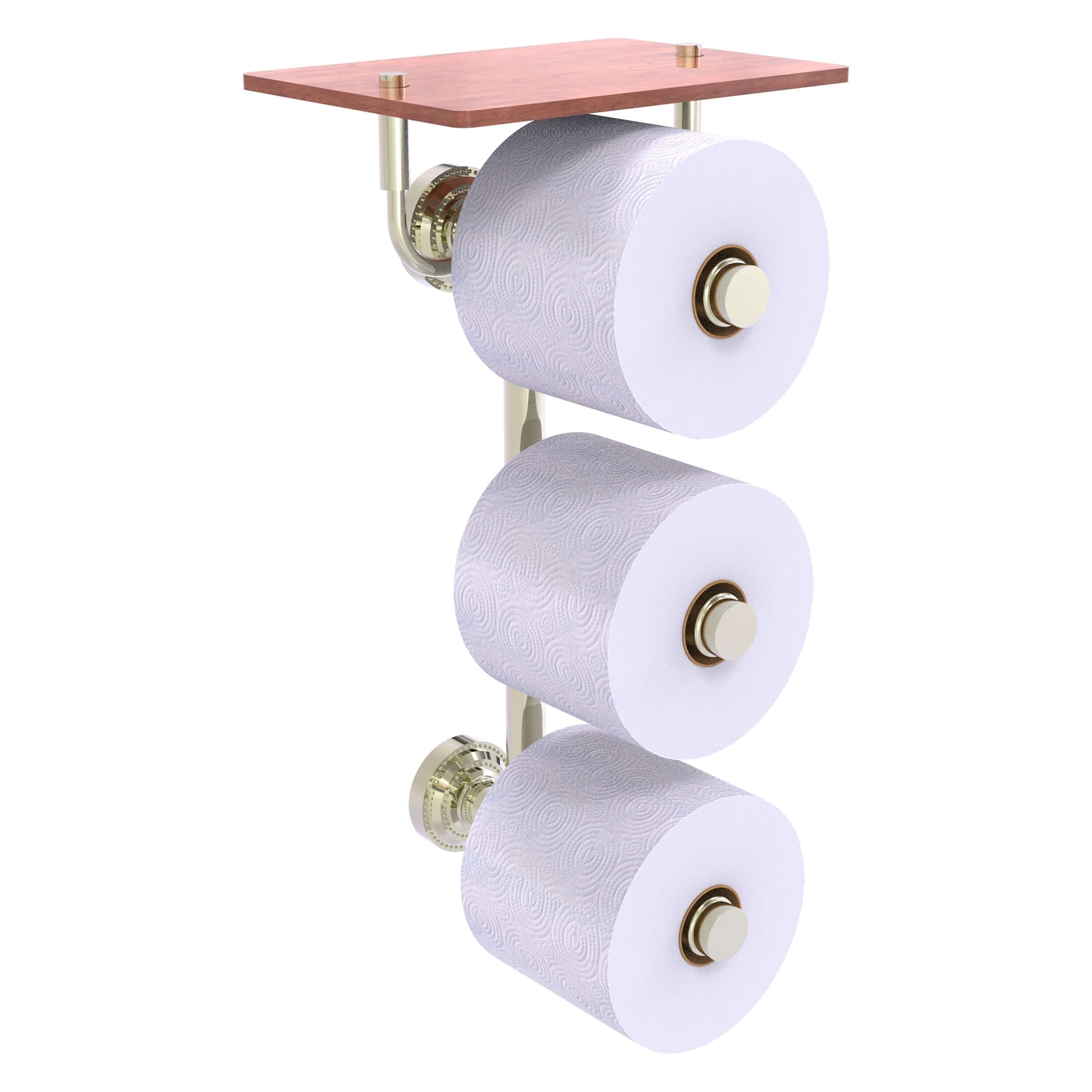 Allied Brass DT-35-3VS-IRW-PNI Dottingham Polished Nickel Wall mount Double post Toilet Paper Holder 3 -Rolls with Storage