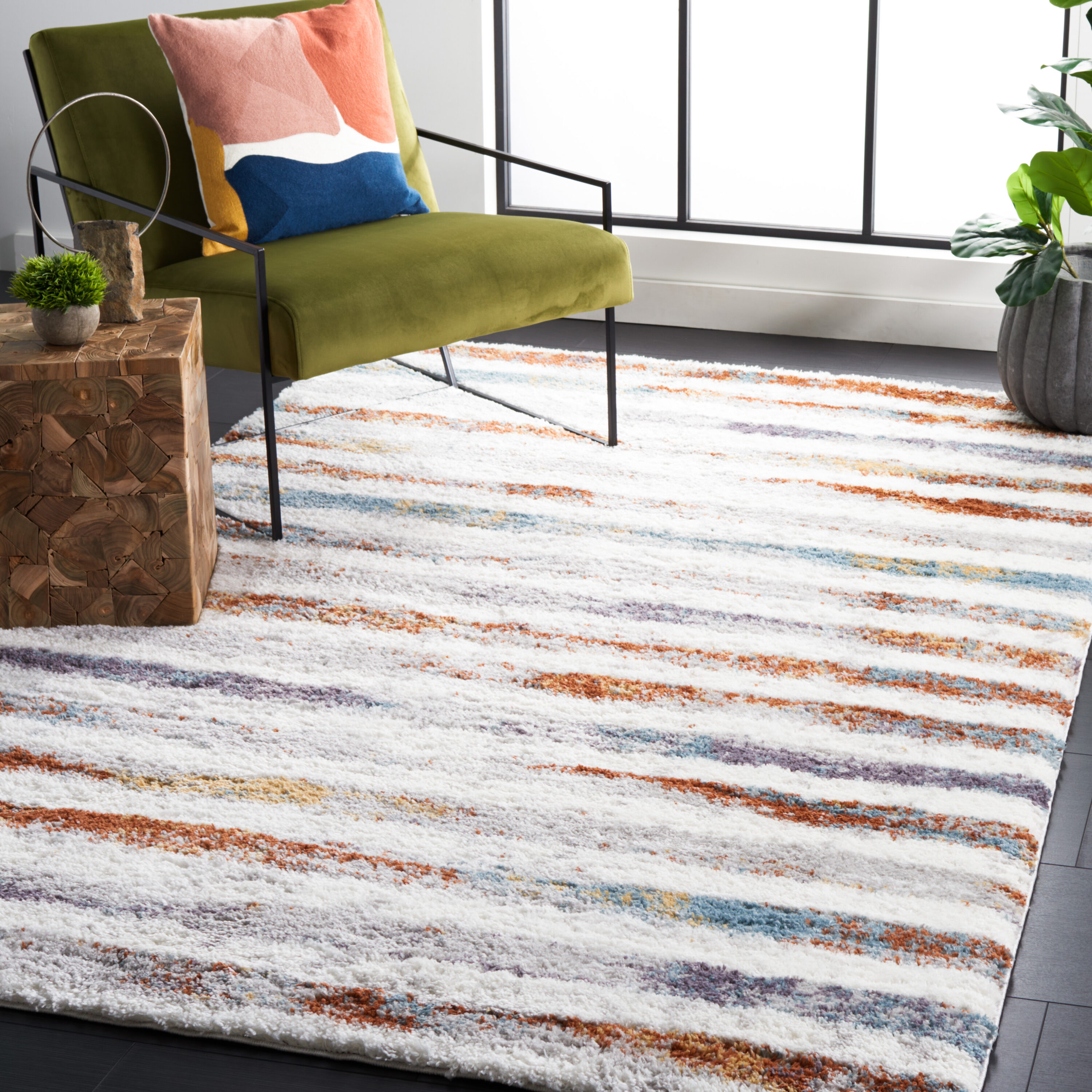 Berber Shag 583A Blue Rust/Ivory 4ft-5in x 6ft-5in Small Rectangle Rug