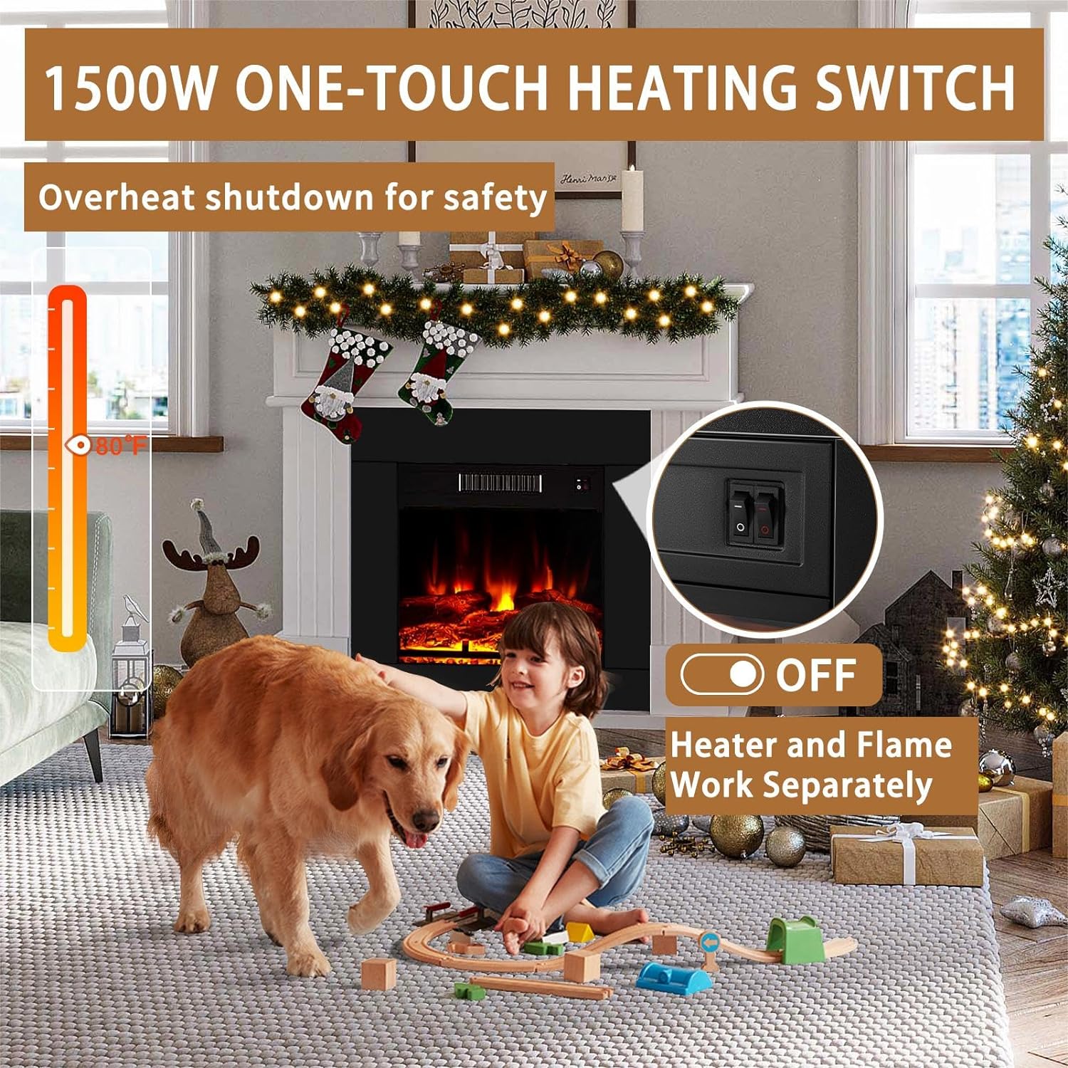 AOXUN H21023GR+H20027 Electric-Fireplaces - View #5