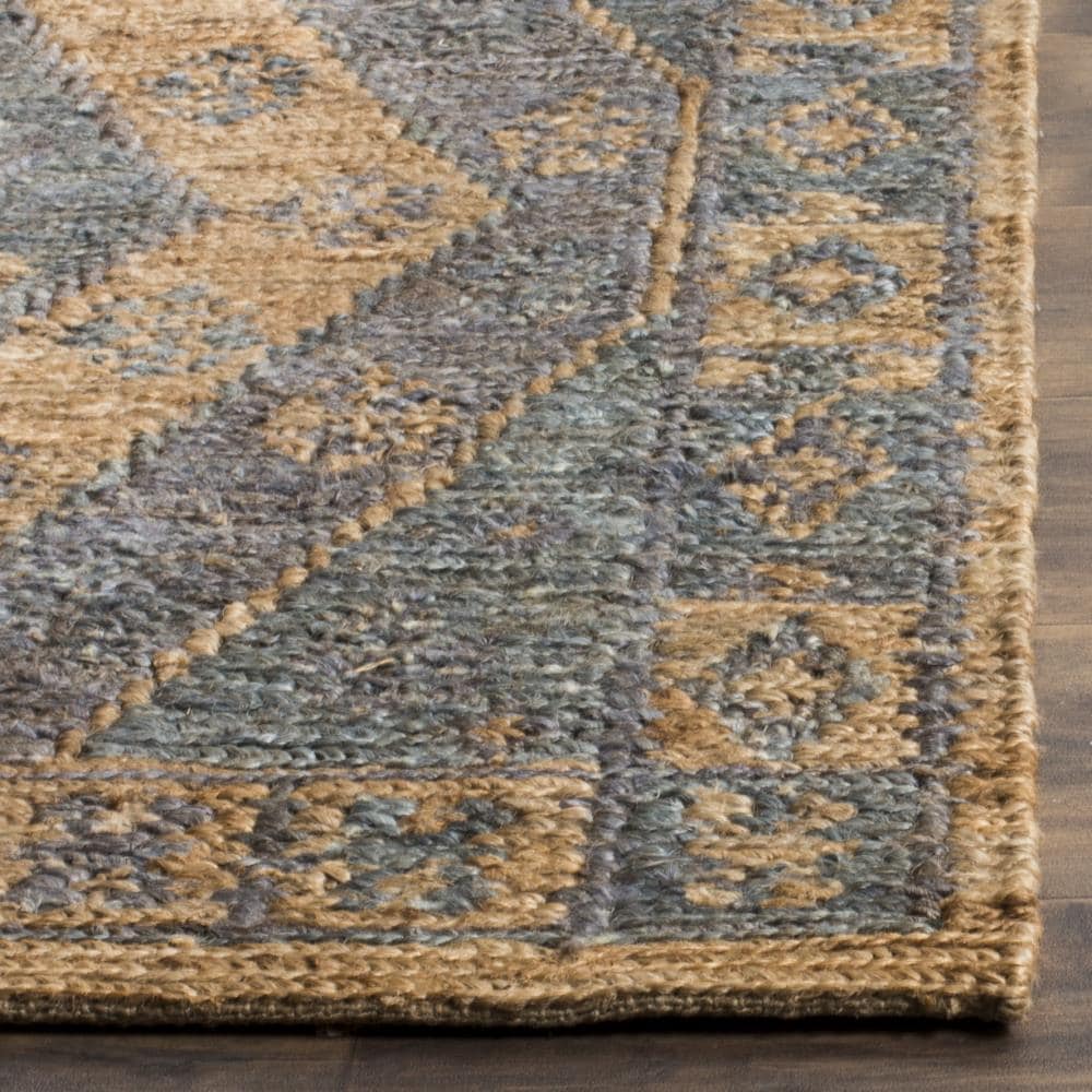Handwoven Slate and Natural Jute Area Rug 4' x 6'