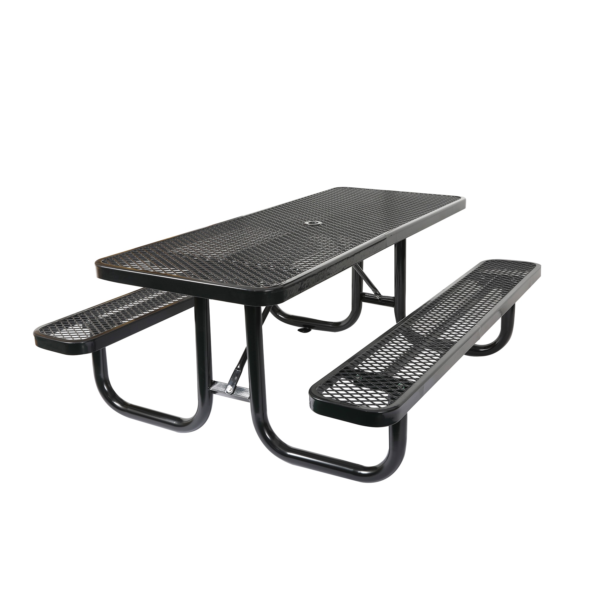 SINOFURN SYA010493GY 72.2-in Black Steel Rectangle Picnic Table